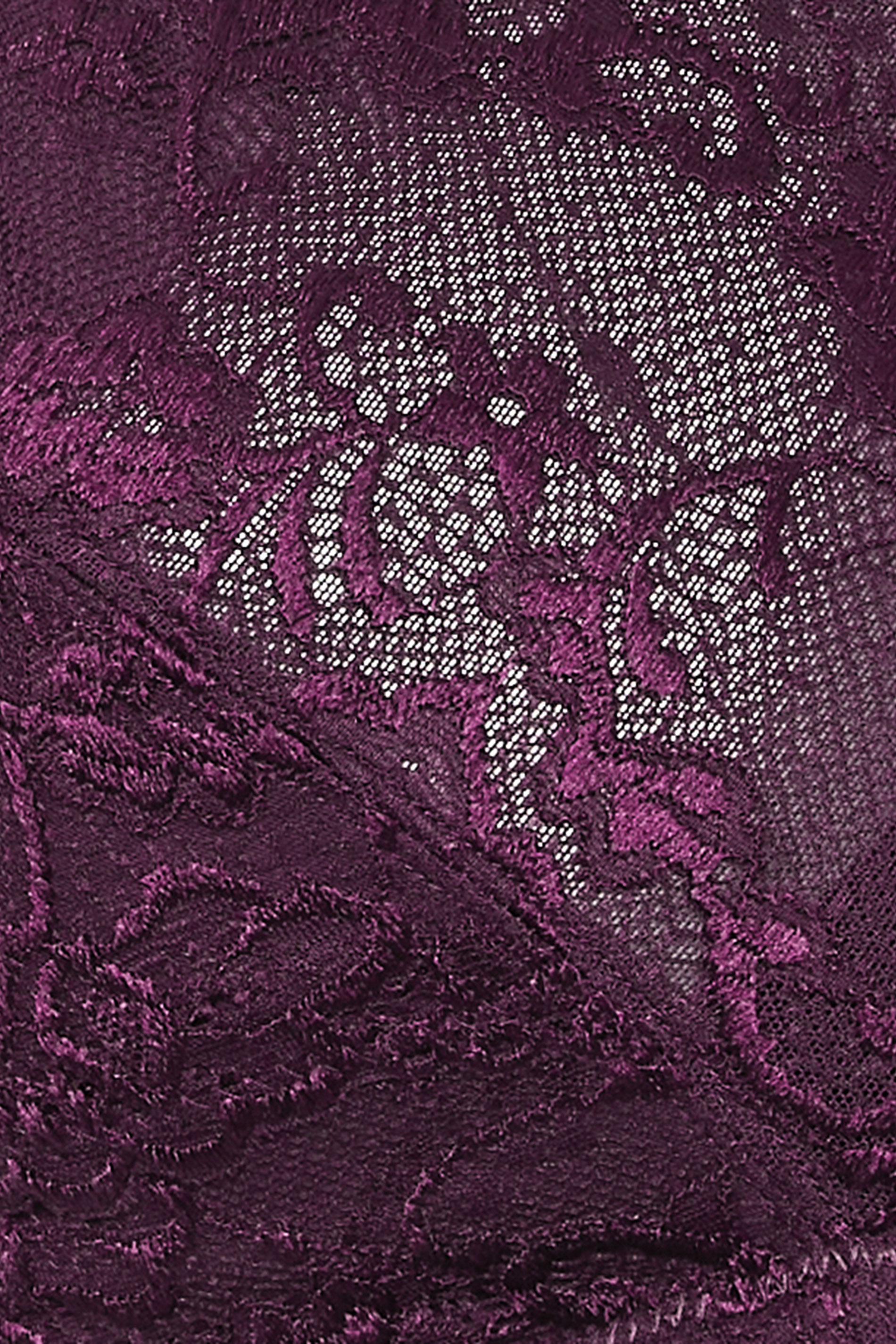 YOURS Plus Size Dark Purple Lace Detail Bra | Yours Clothing 6