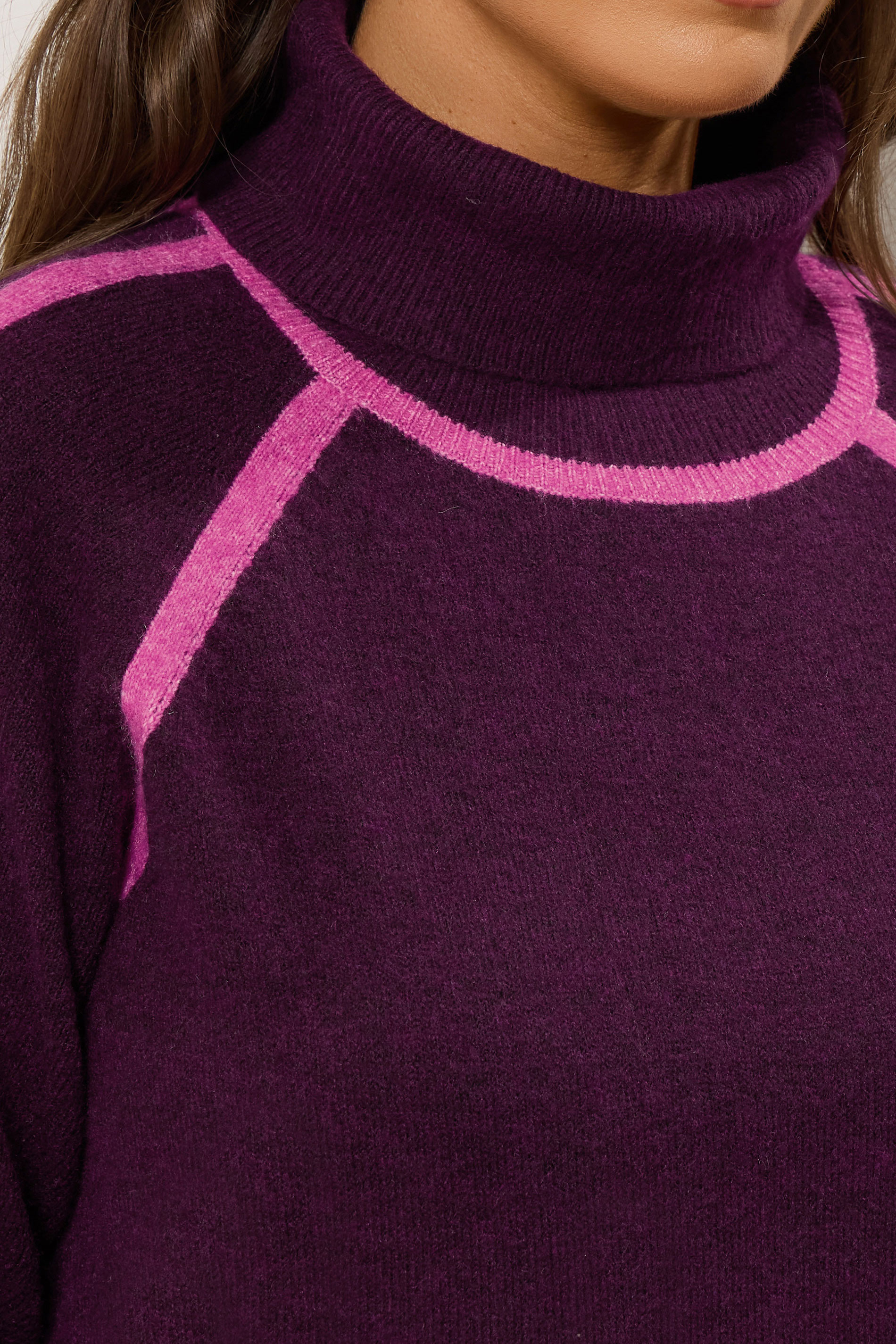 EVANS Plus Size Purple Contrast Tipped Jumper | Evans 4