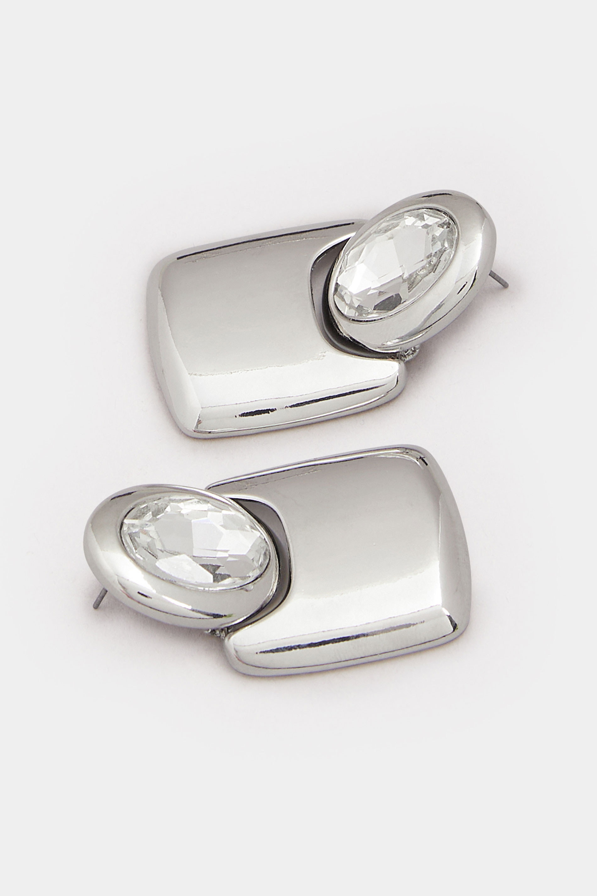 Silver Tone Diamante Drop Statement Earrings | Yours Clothing 2