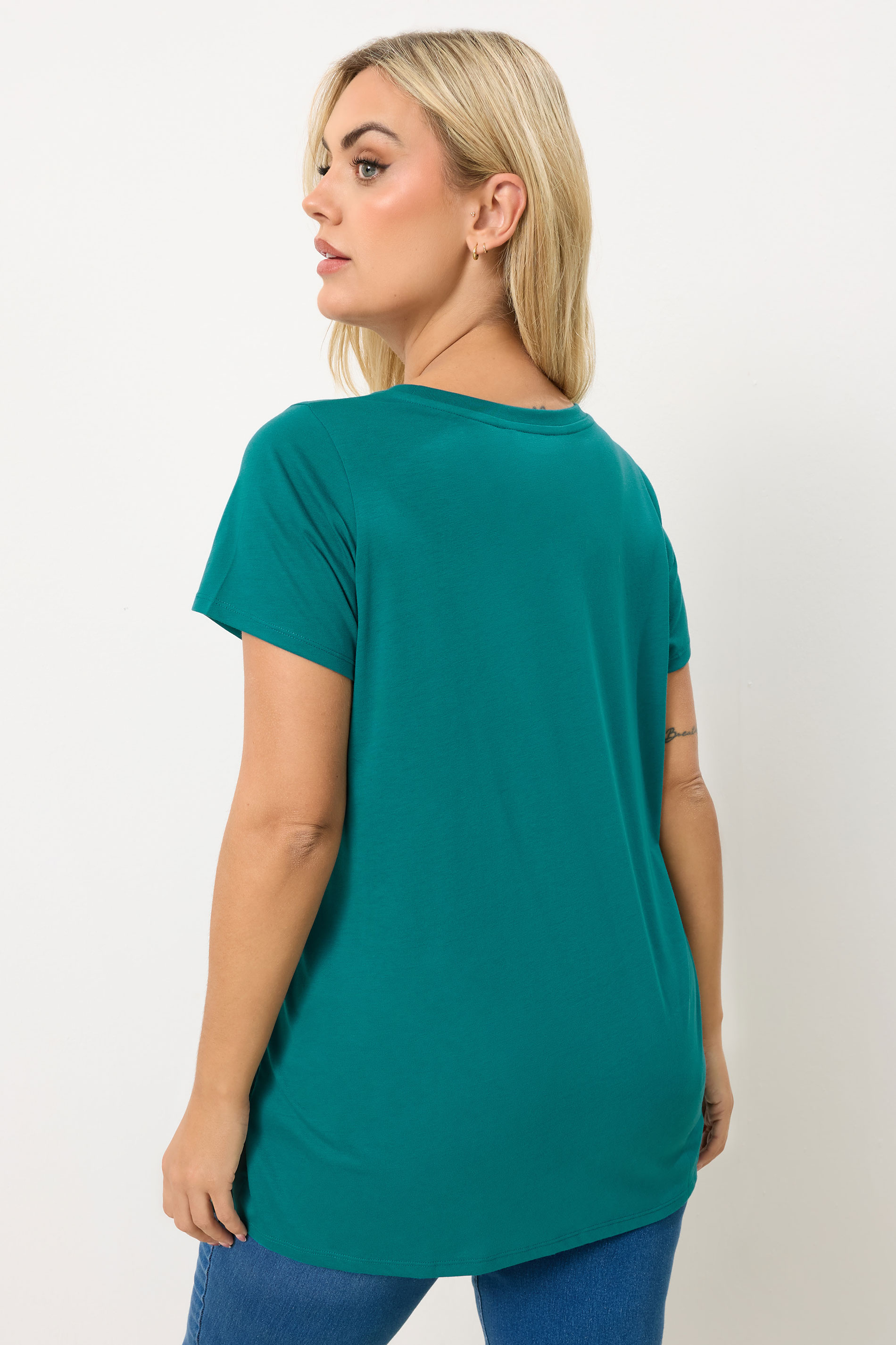 YOURS Plus Size Teal Green Core T-Shirt | Yours Clothing 2