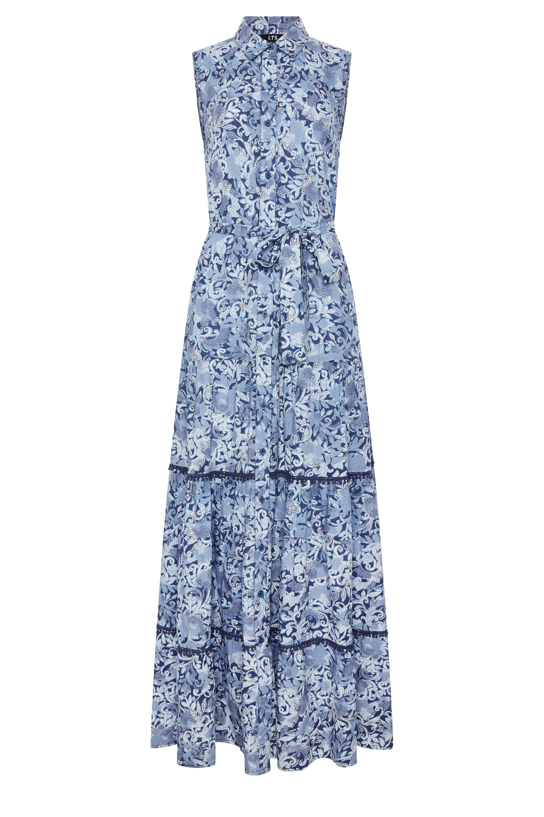 LTS Tall Women's Blue Floral Belted Maxi Dress | Long Tall Sally 5
