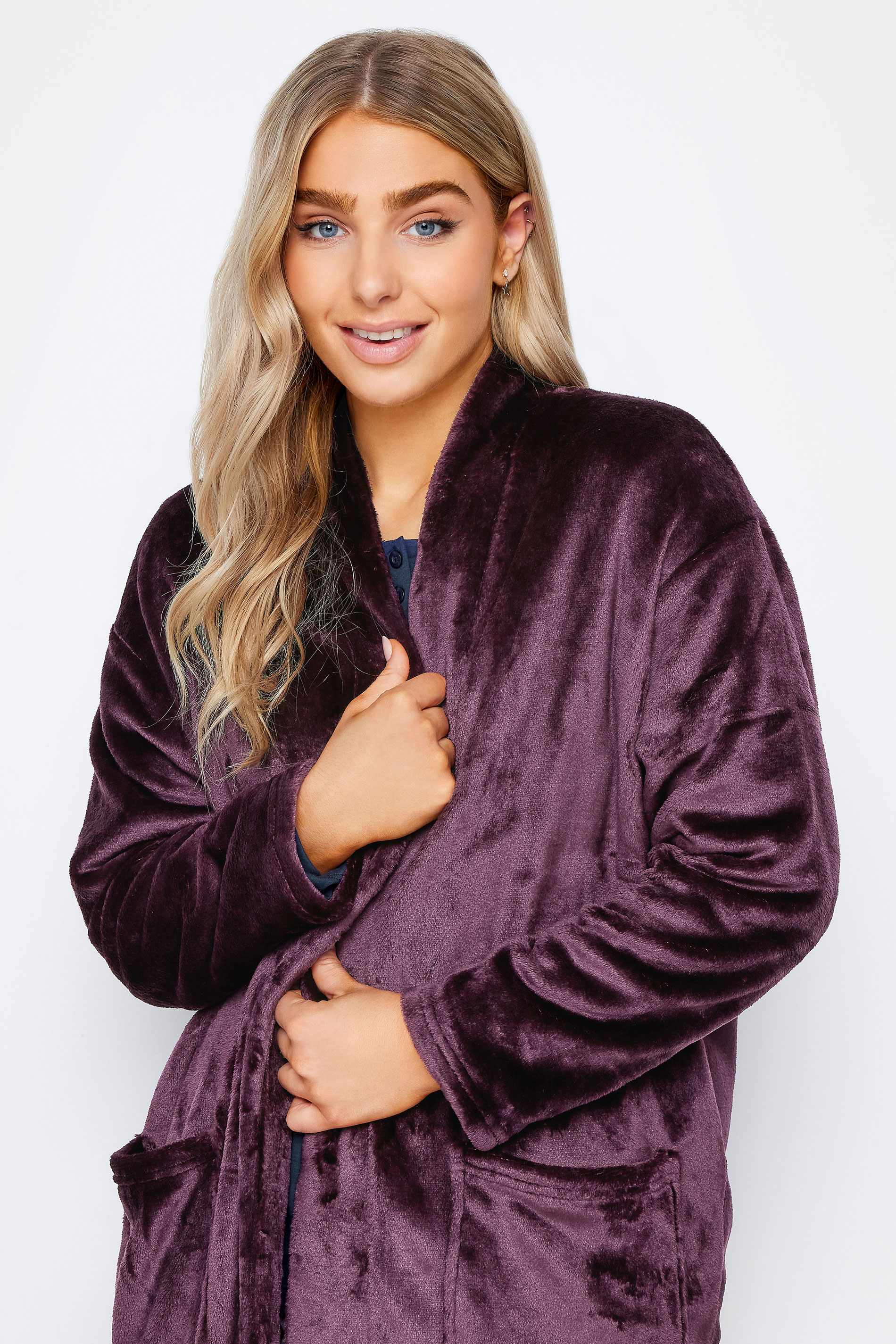 M&Co Burgundy Red Soft Touch Dressing Gown | M&Co 2