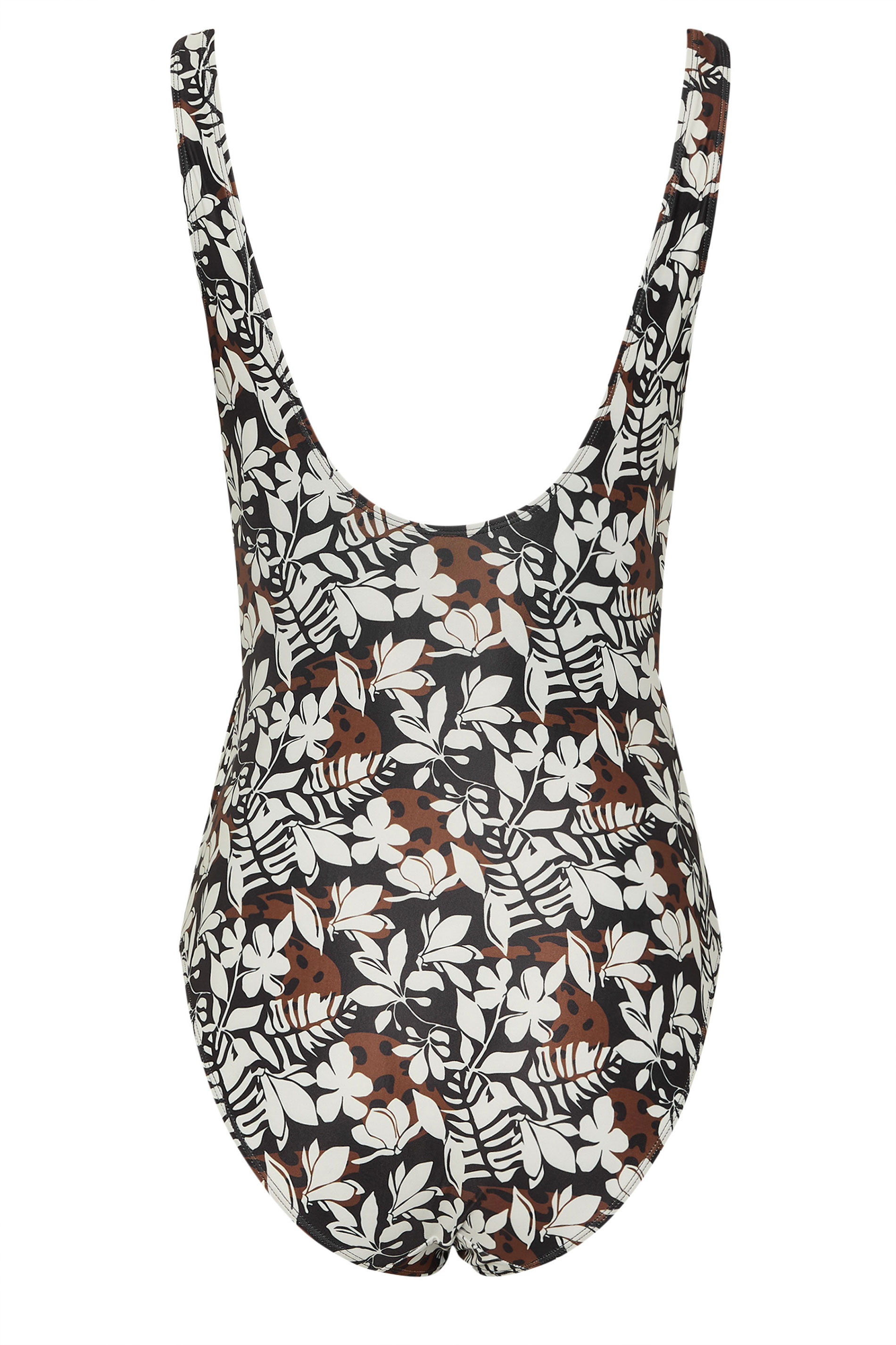 LTS Tall Women's Black Palm Leaf Patchwork Side Twist Swimsuit | Long Tall Sally 7