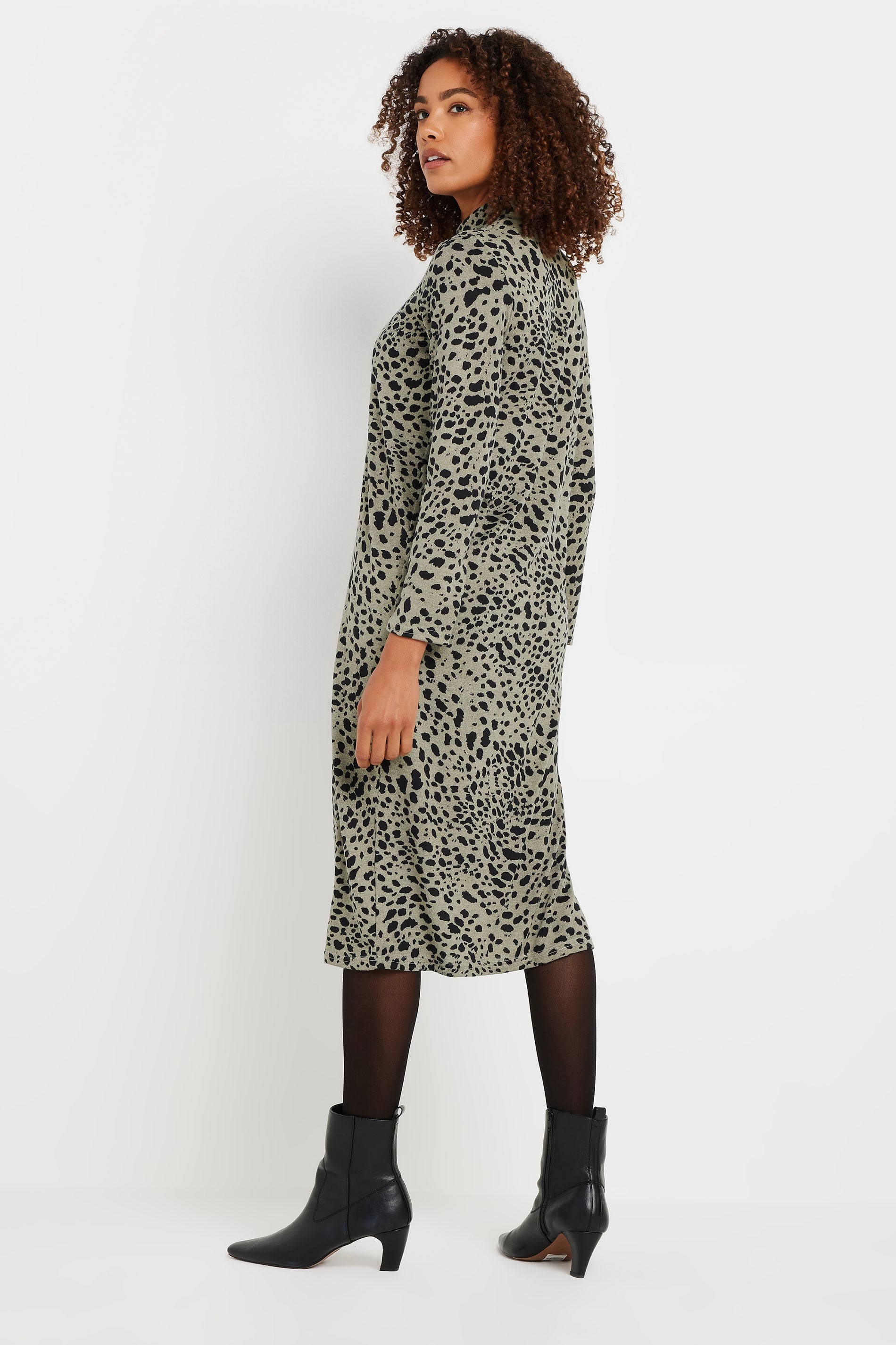 M&Co Natural Brown Soft Touch High Neck Dress | M&Co 2