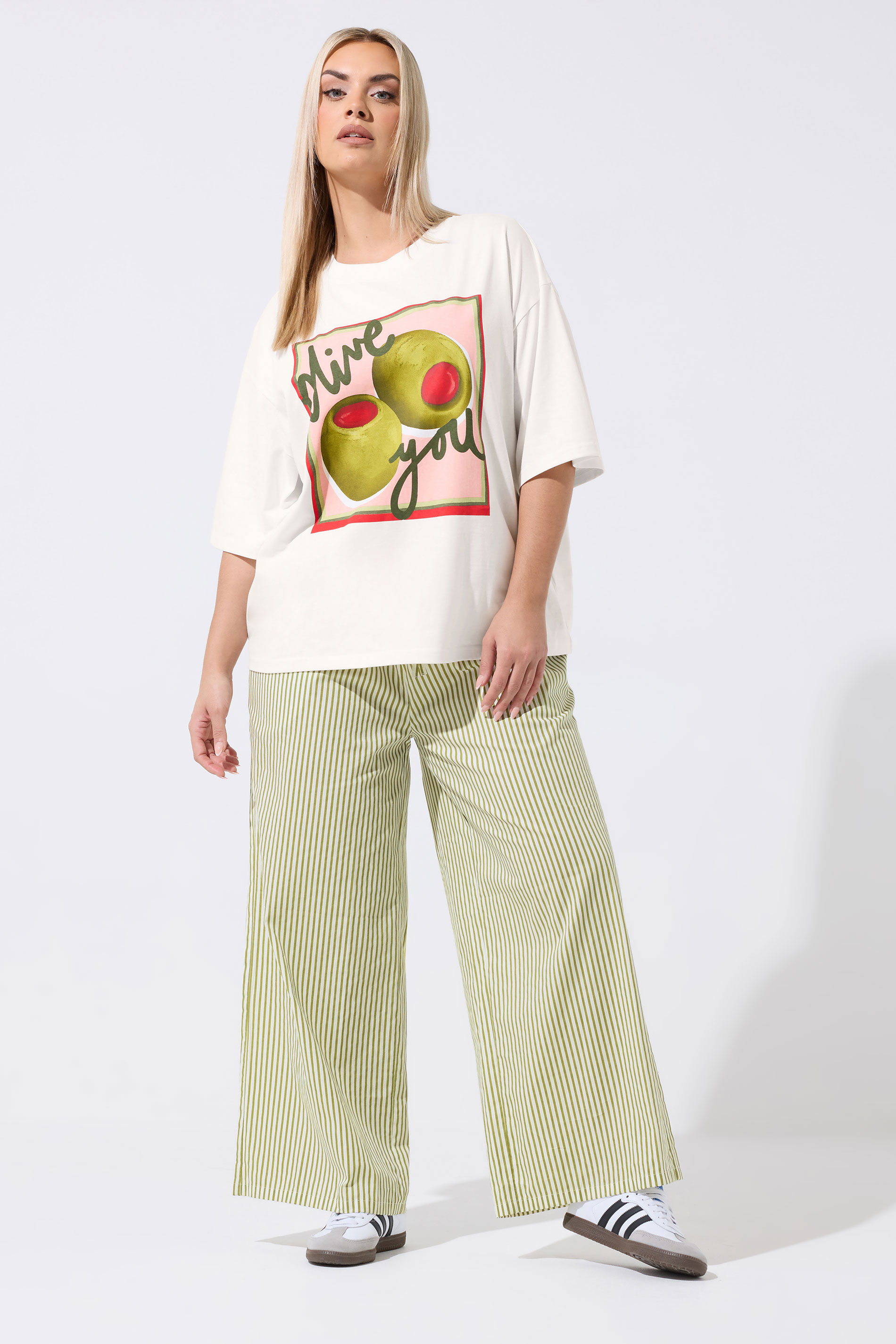 LIMITED COLLECTION Plus Size Green Stripe Trousers | Yours Clothing 1