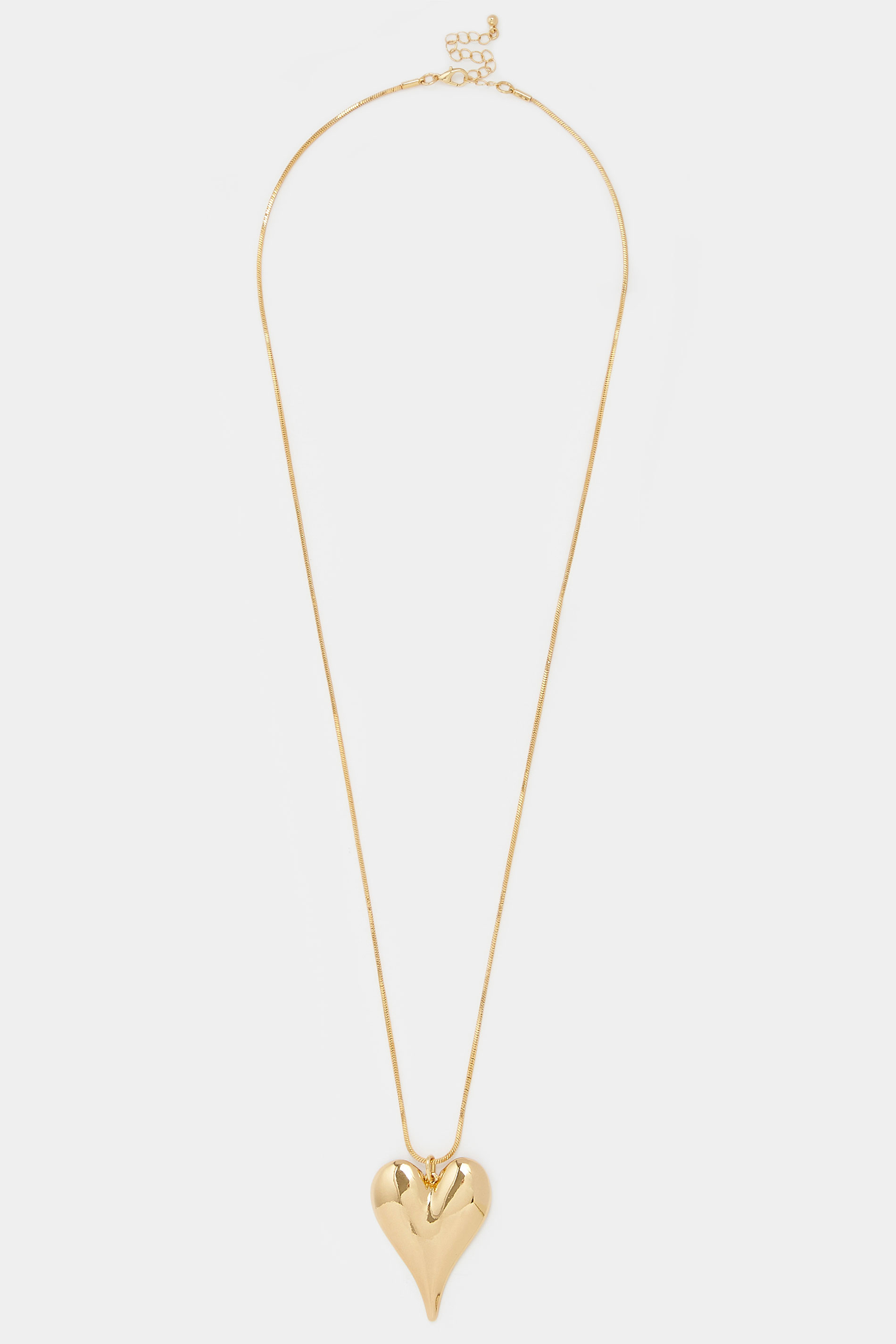 Gold Tone Long Polished Heart Charm Necklace |Yours Clothing 3