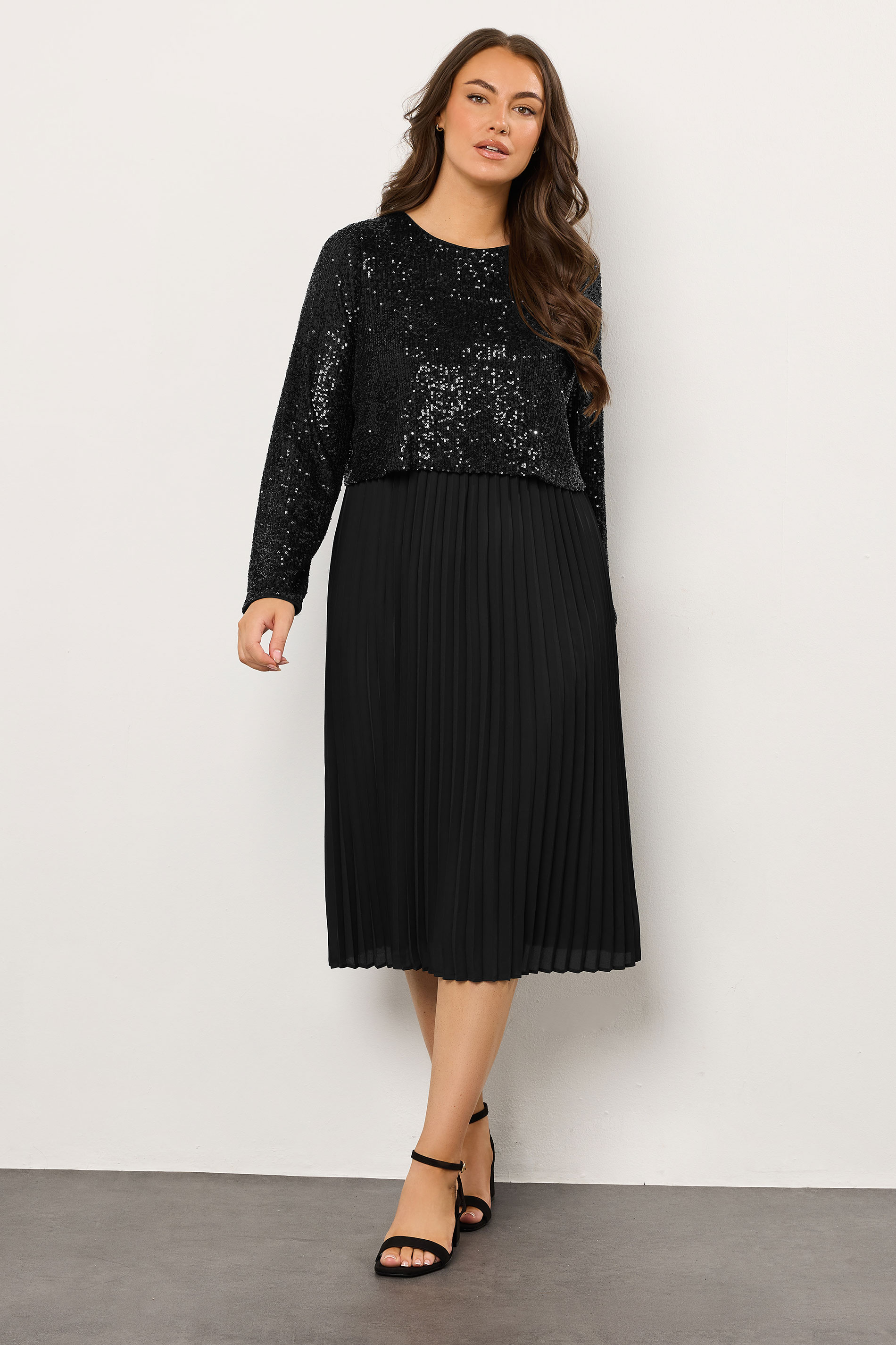 Evans Plus Size Black Sequin Embellished Midi Dress | Evans 1