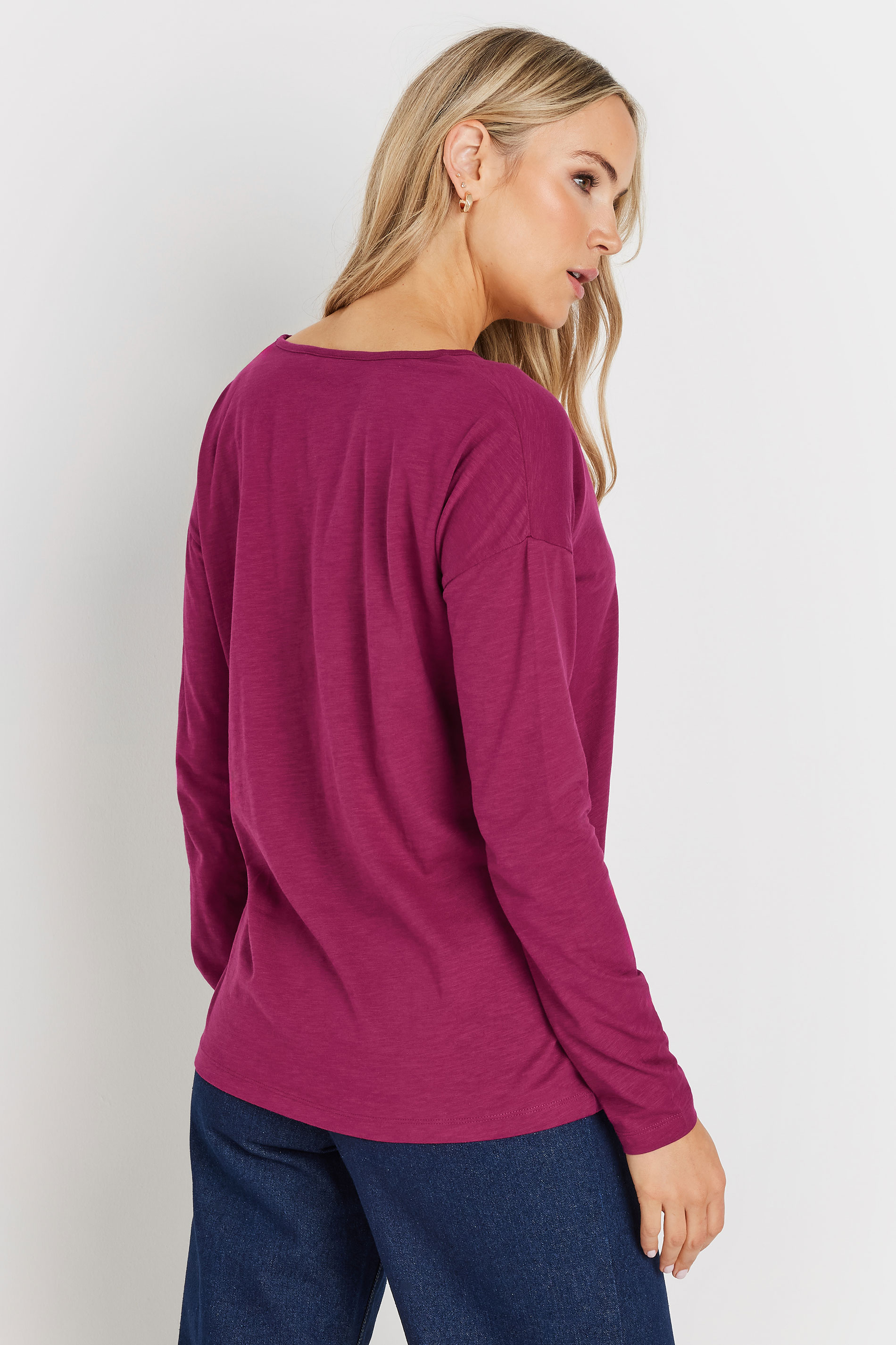 LTS Tall 2 PACK Berry Pink & Grey Cotton Long Sleeve T-Shirts | Long Tall Sally 5