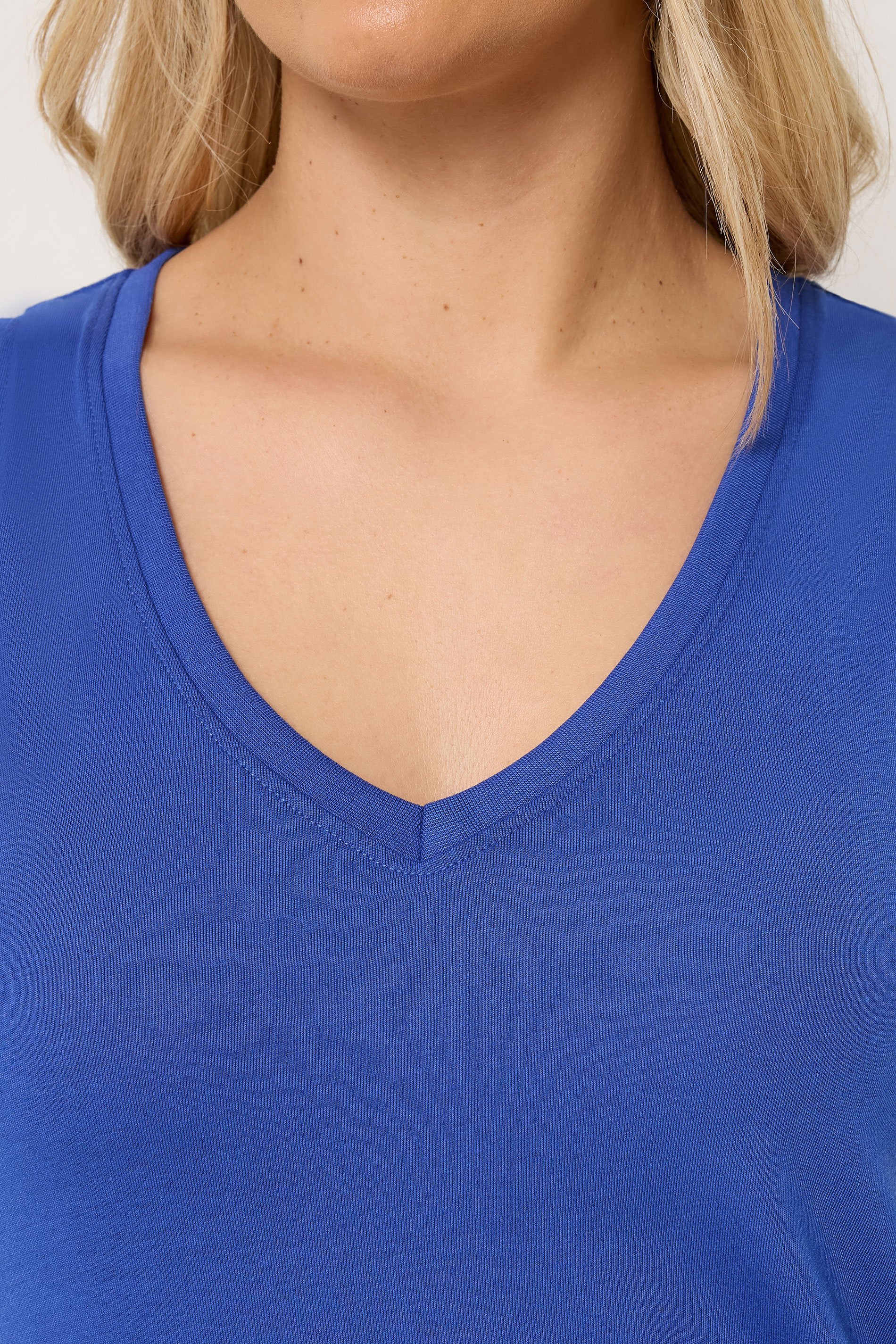YOURS Plus Size Cobalt Blue V-Neck Basic Vest Top | Vest Top 4