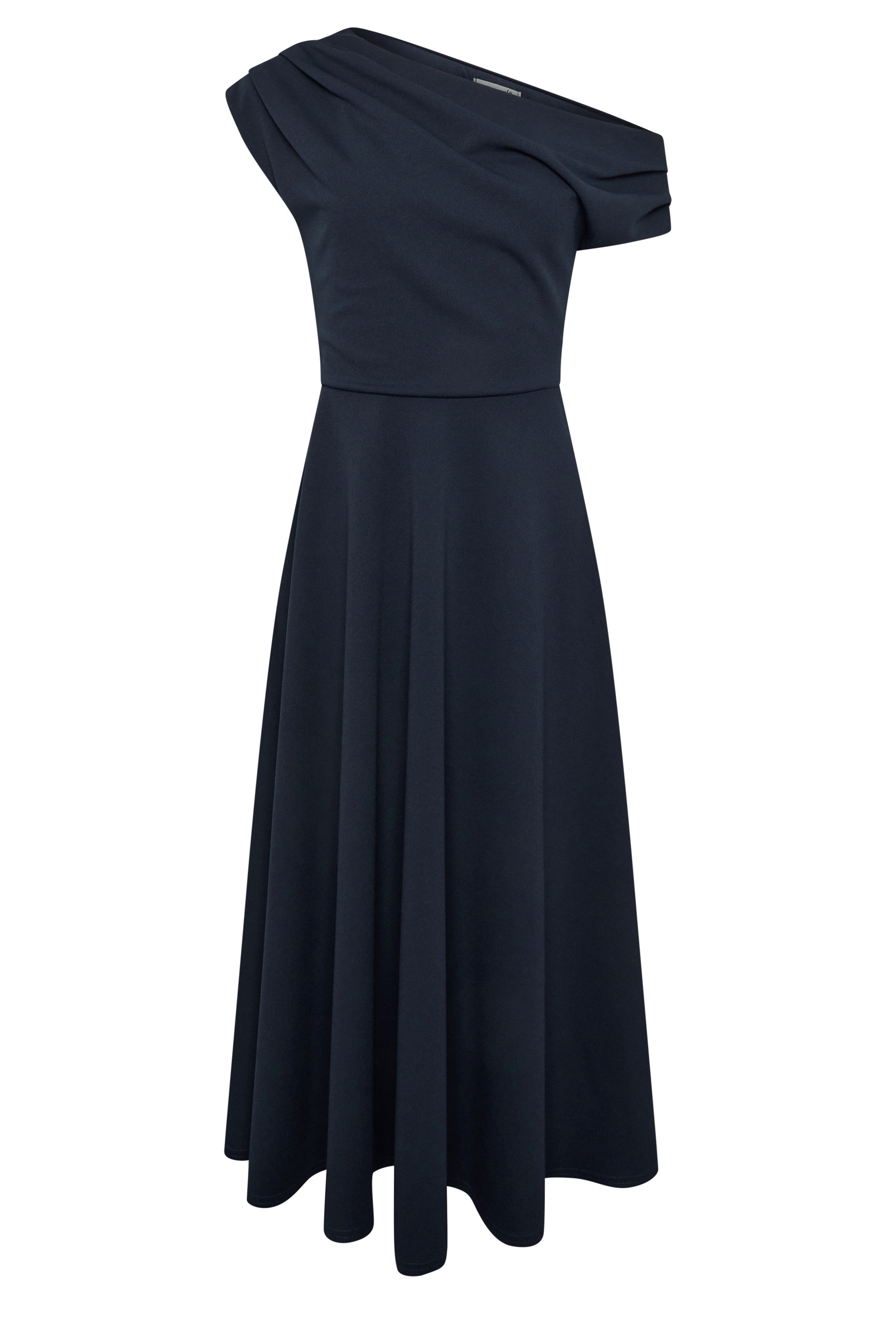 STAR Navy Blue Draped Midi Skater Dress | StarByJM 5