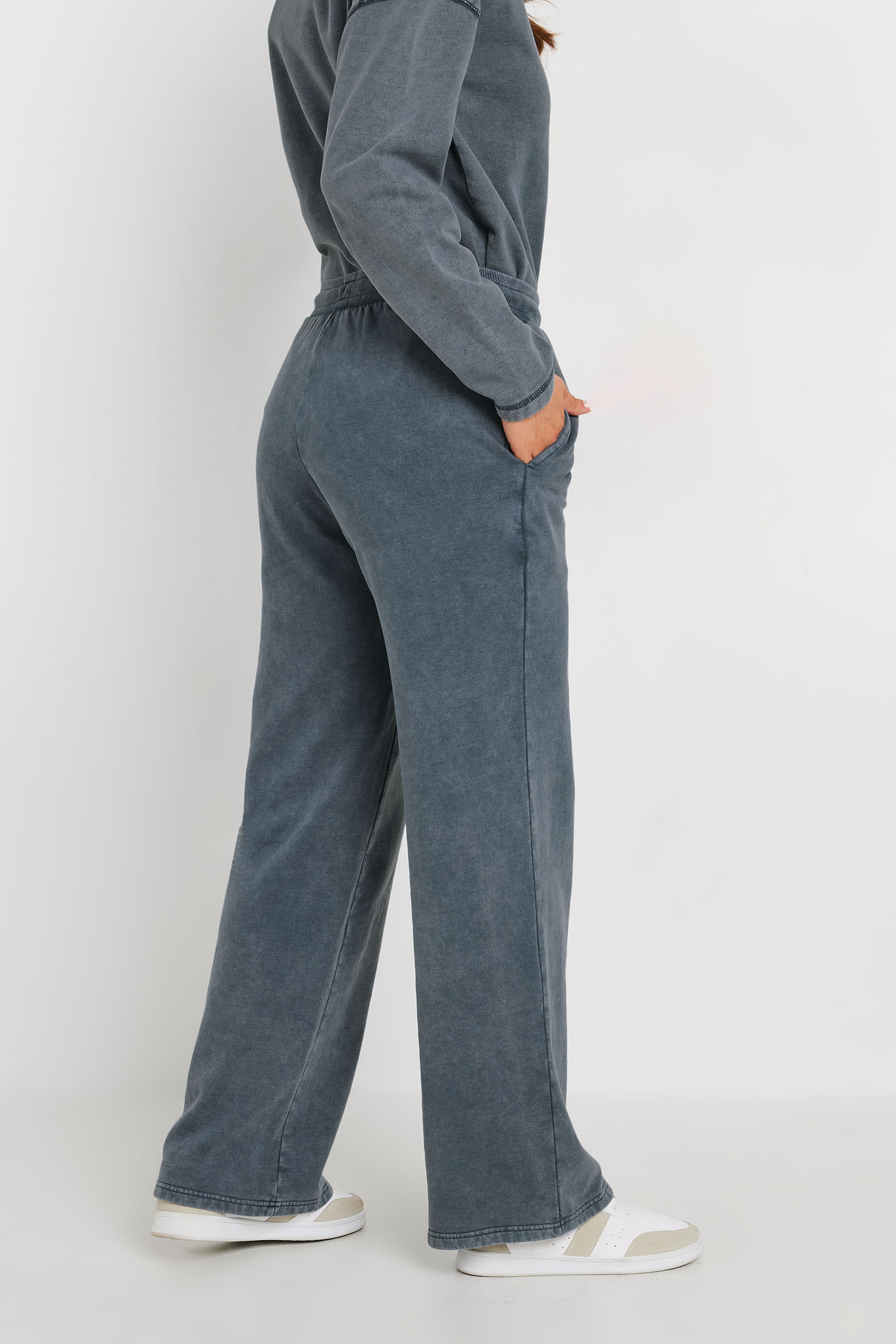LTS Tall Navy Blue Acid Wash Straight Leg Joggers | Long Tall Sally 4