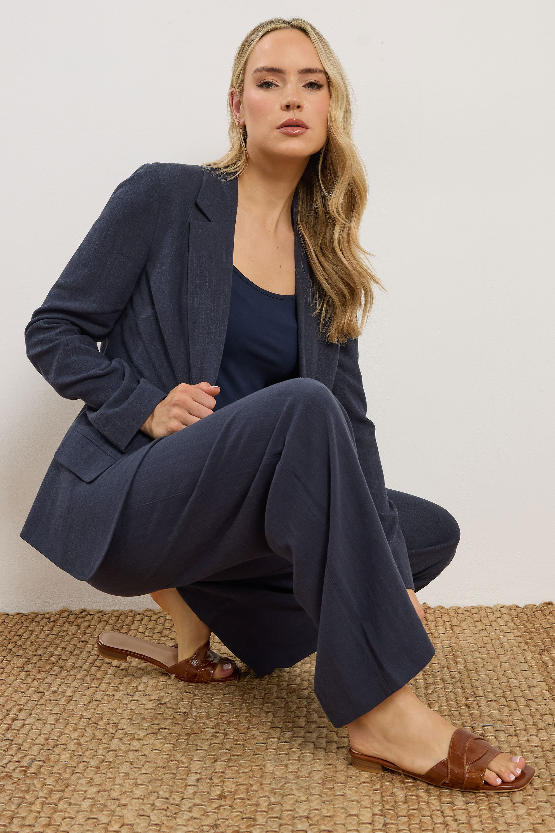 LTS Tall Women's Navy Blue Linen Blazer | Long Tall Sally 3