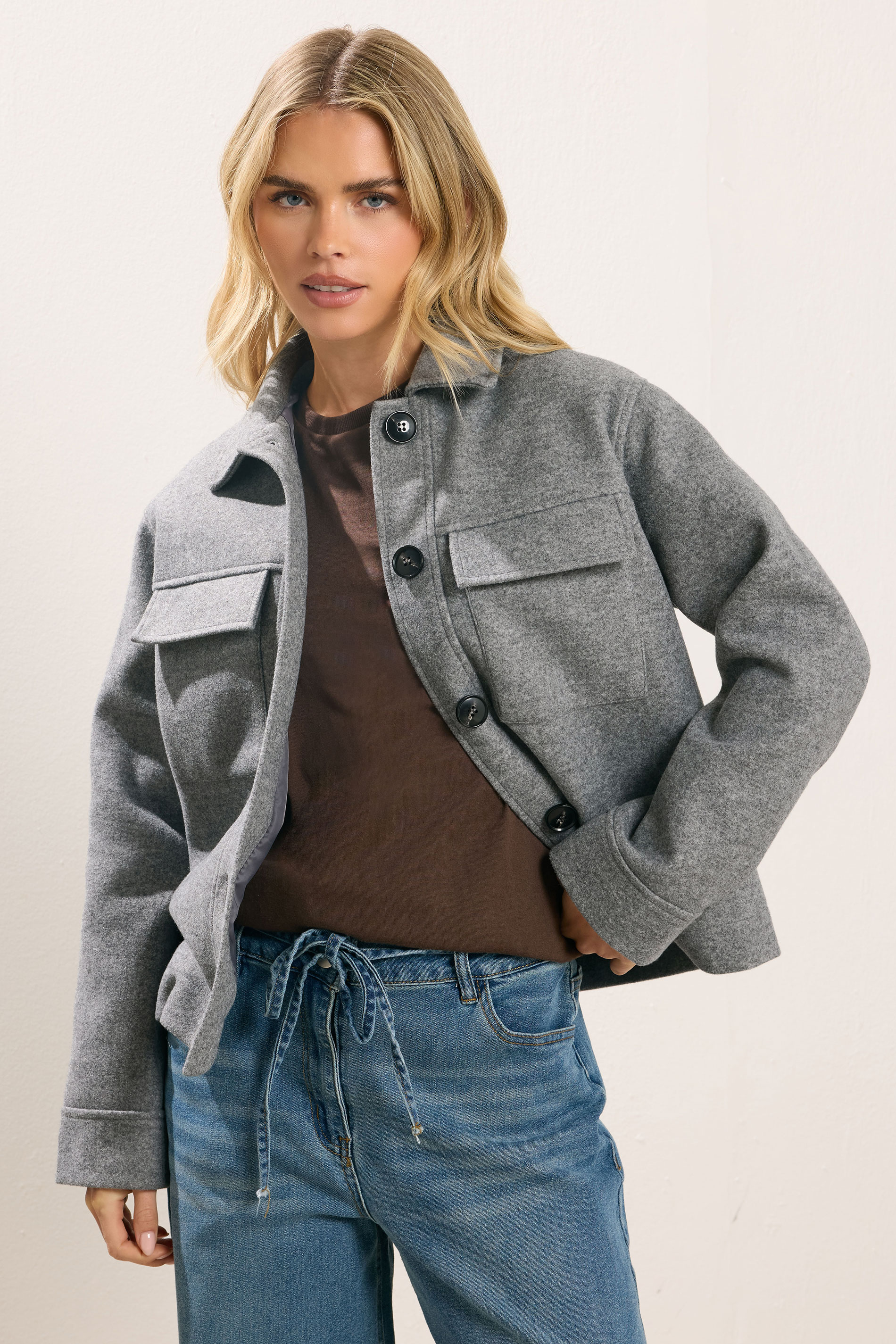 PixieGirl Petite Women's Grey Marl Brushed Jacket | PixieGirl 3