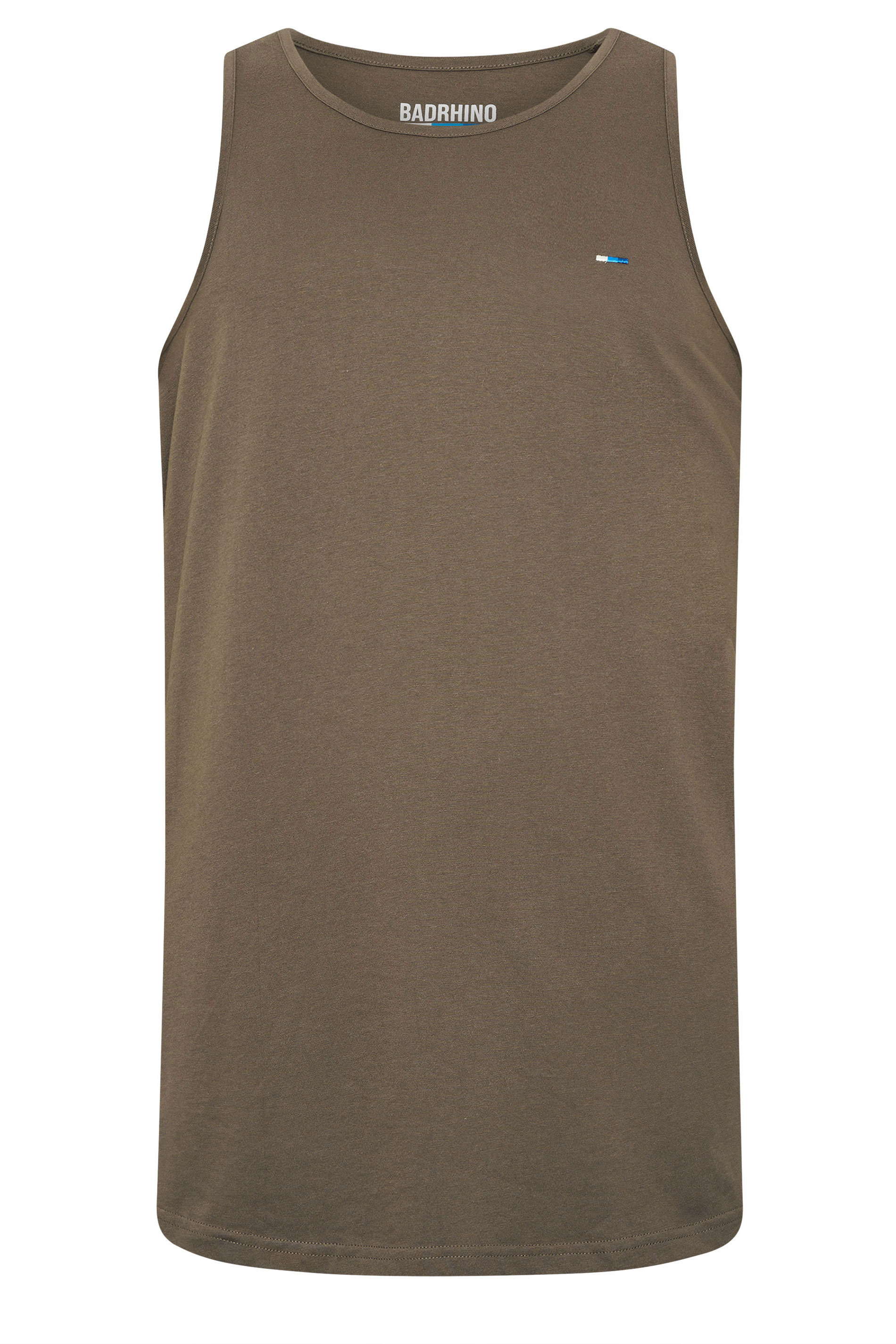 BadRhino Big & Tall 3 Pack Blue/Green/Brown Extra Long Plain Vest Top | BadRhino 9