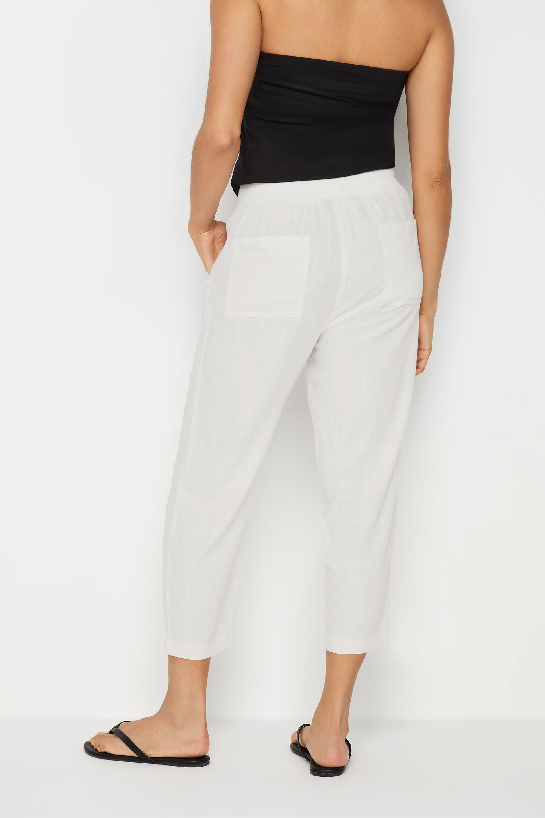 M&Co White Linen Cropped Joggers | M&Co 4