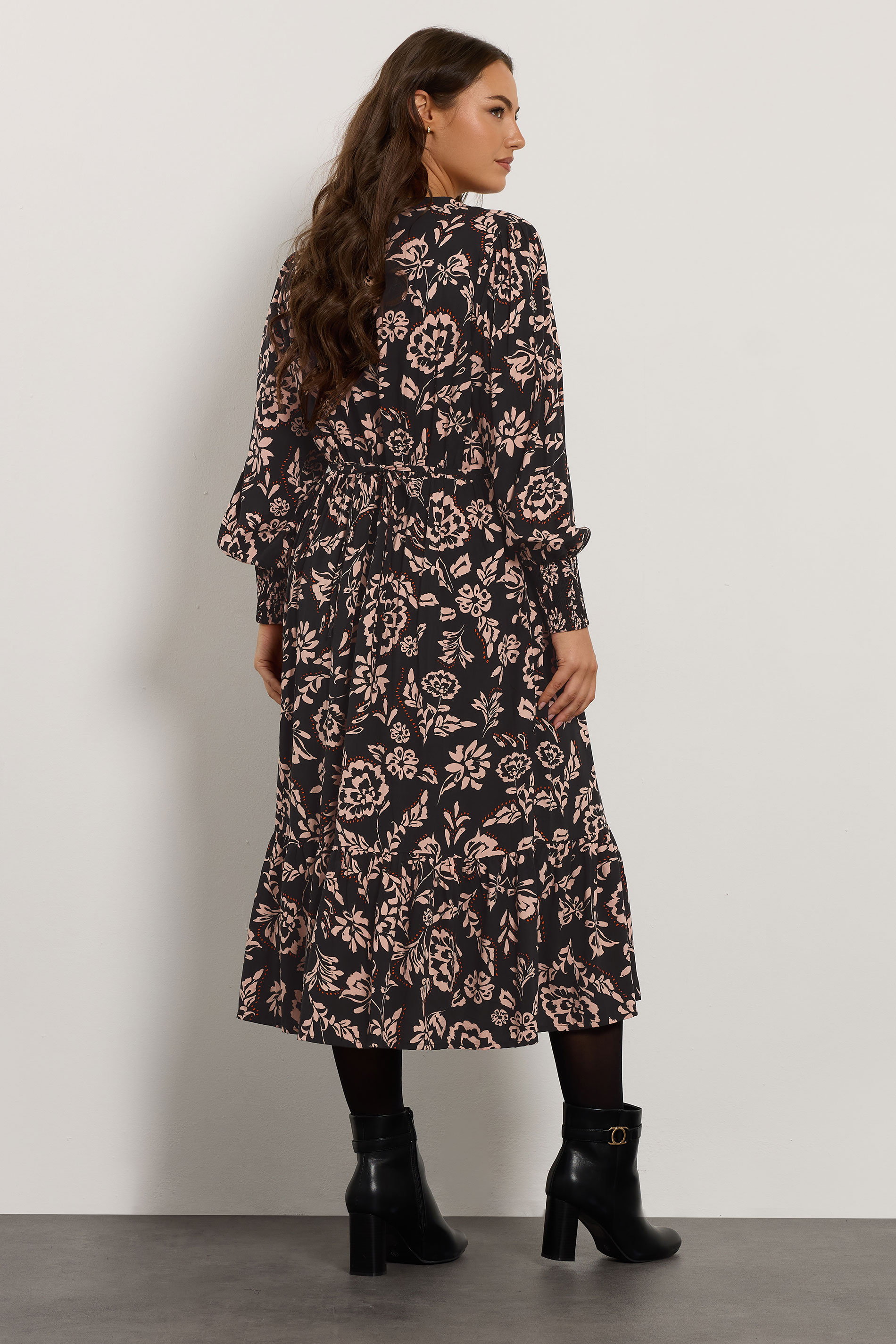 EVANS Plus Size Black Floral Pintuck Modal Dress | Evans 2