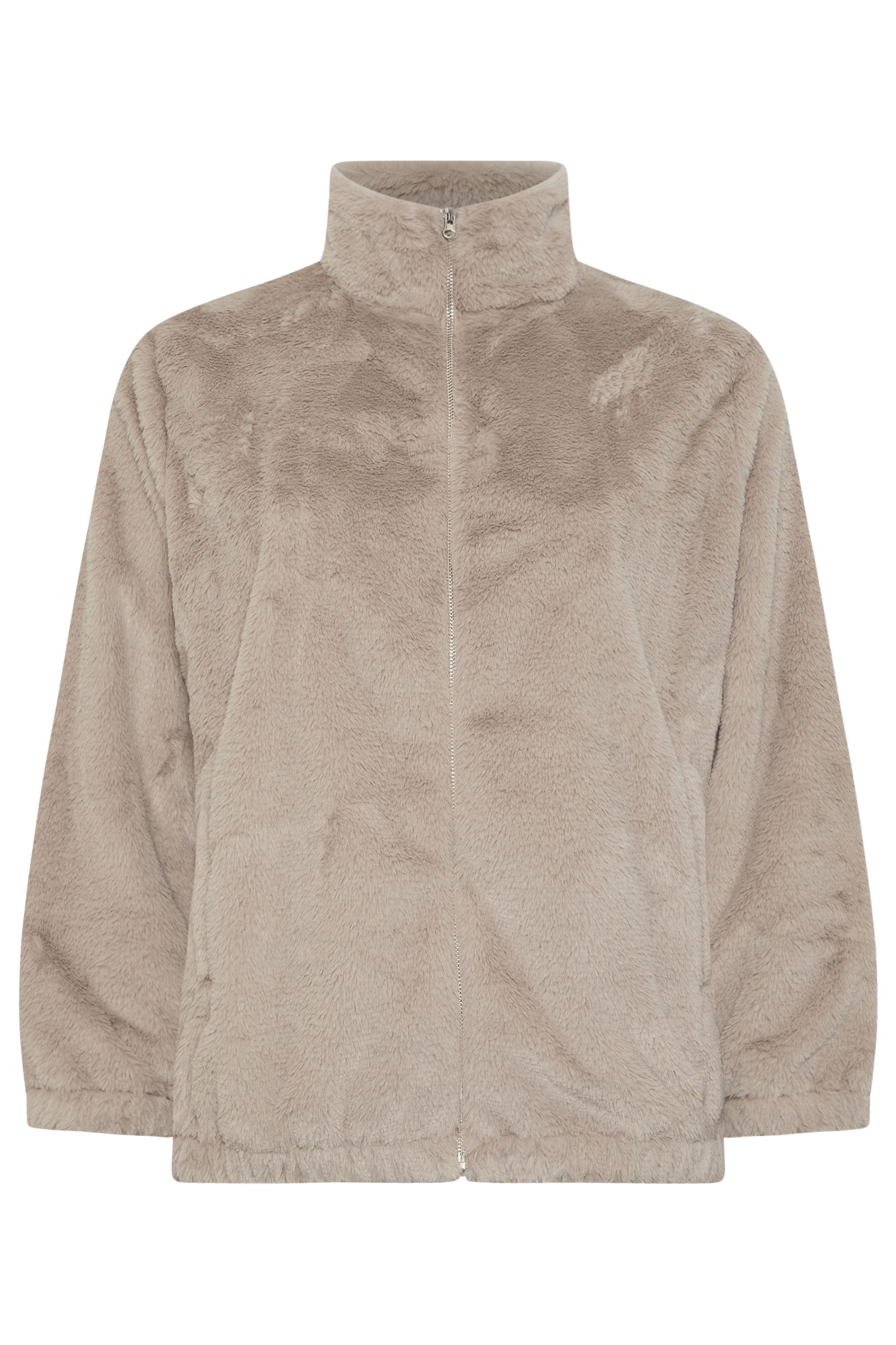 YOURS Plus Size Natural Brown Faux Fur Fleece Jacket | Yours Clothing 5