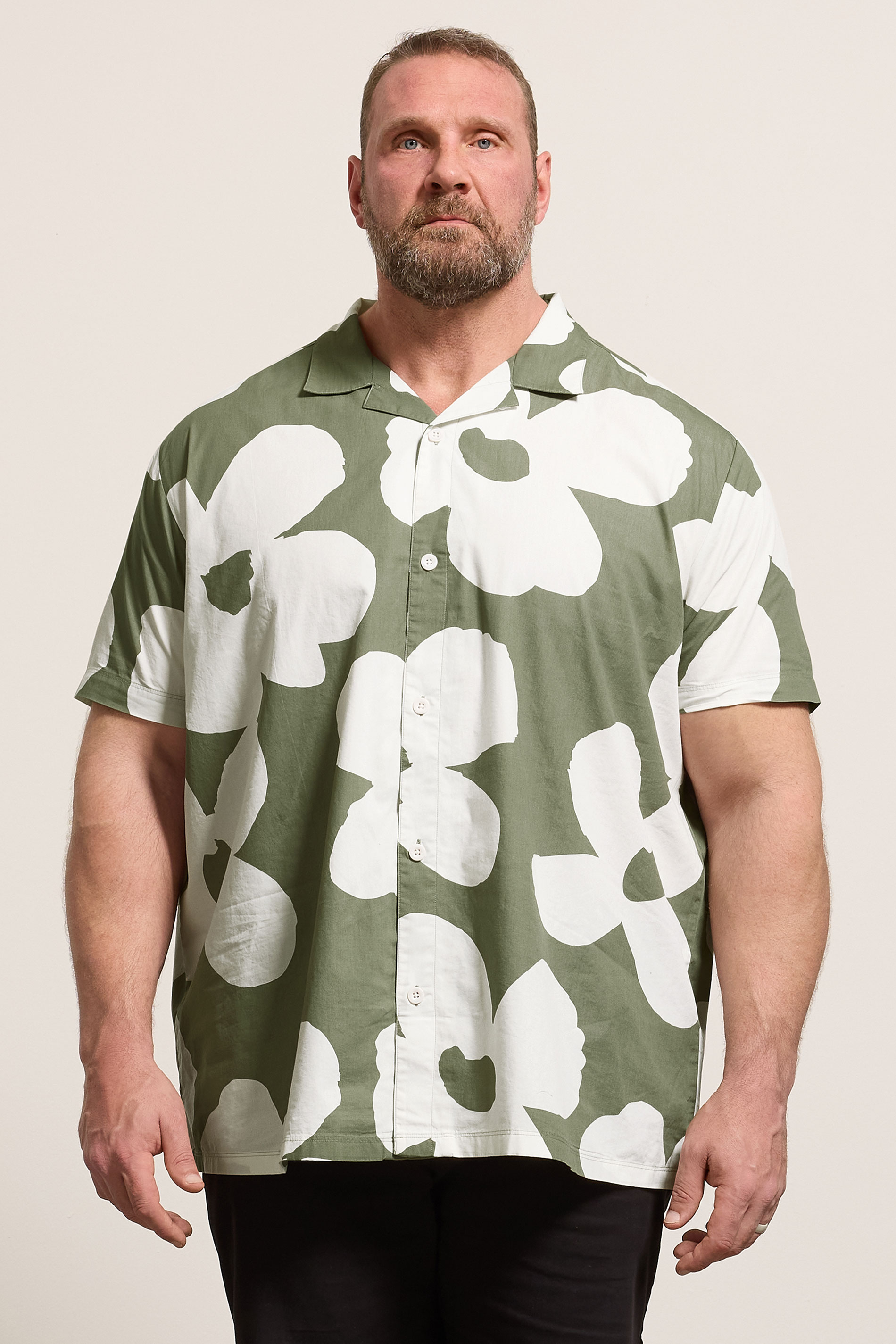 BadRhino Big & Tall Green Flower Poplin Shirt | BadRhino 3