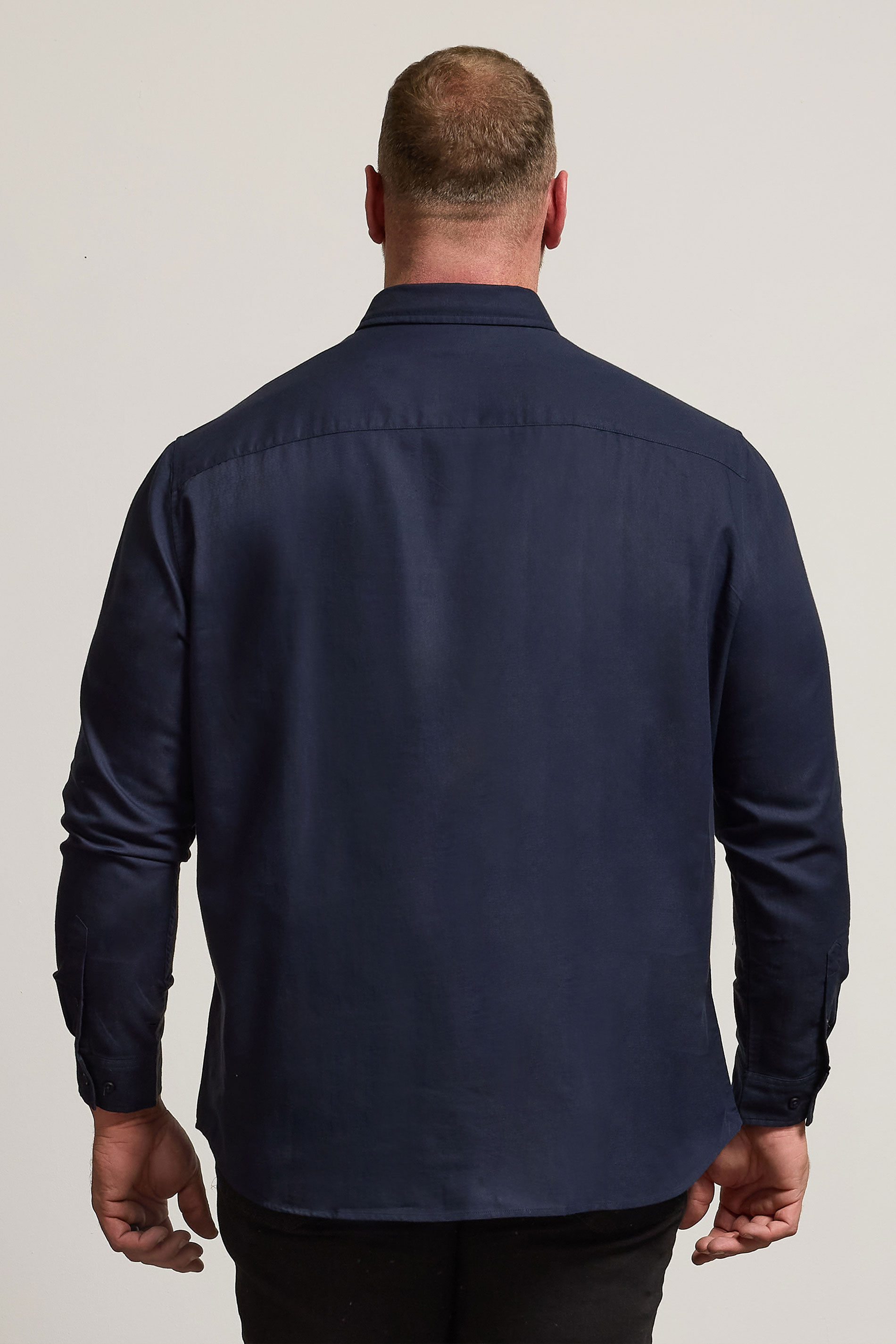 BadRhino Big & Tall Navy Blue Long Sleeve Oxford Shirt | BadRhino 4