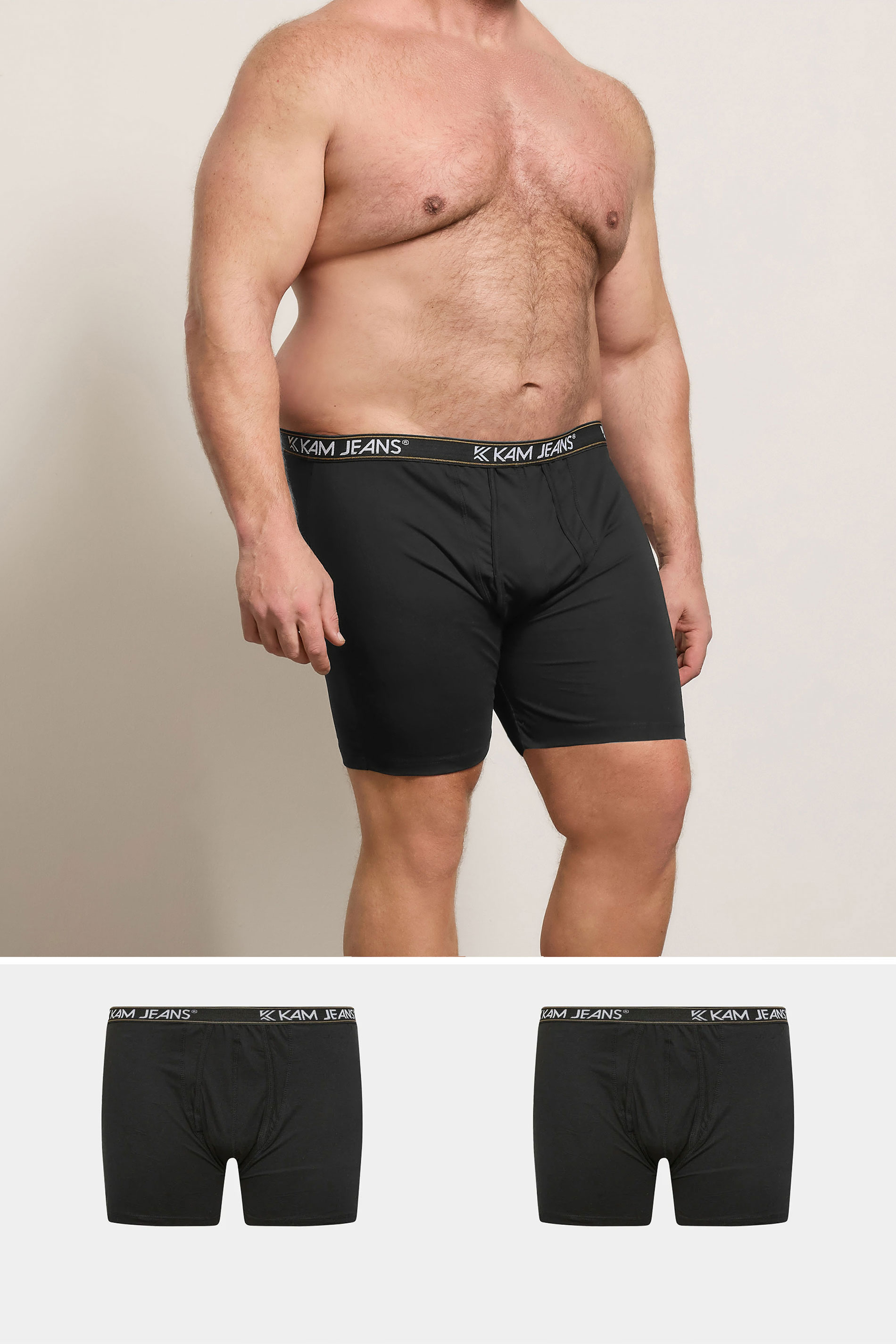 KAM 2 PACK Black Jersey Boxers | BadRhino 1