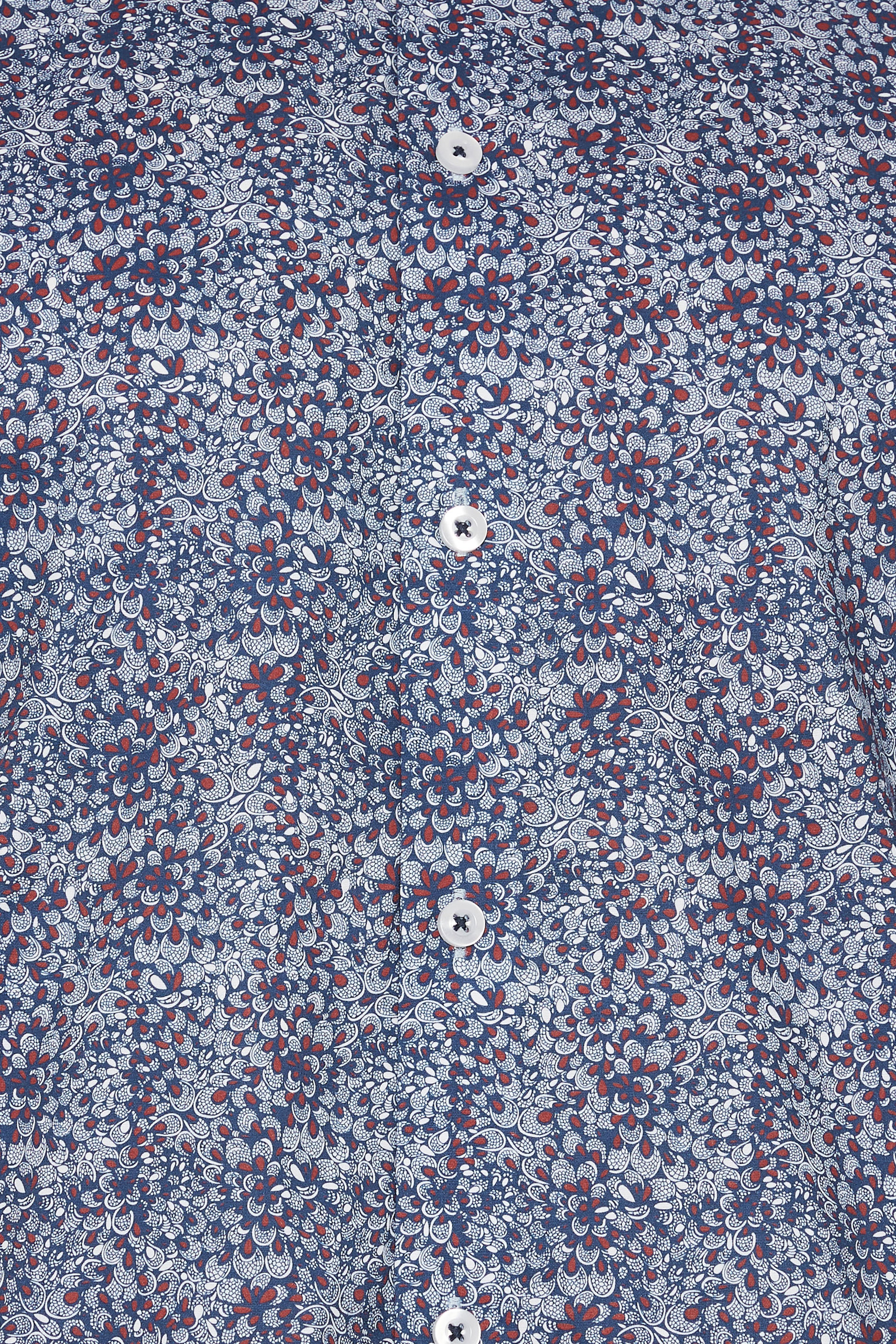 BadRhino Big & Tall Navy Blue & Red Floral Print Formal Shirt | BadRhino 1