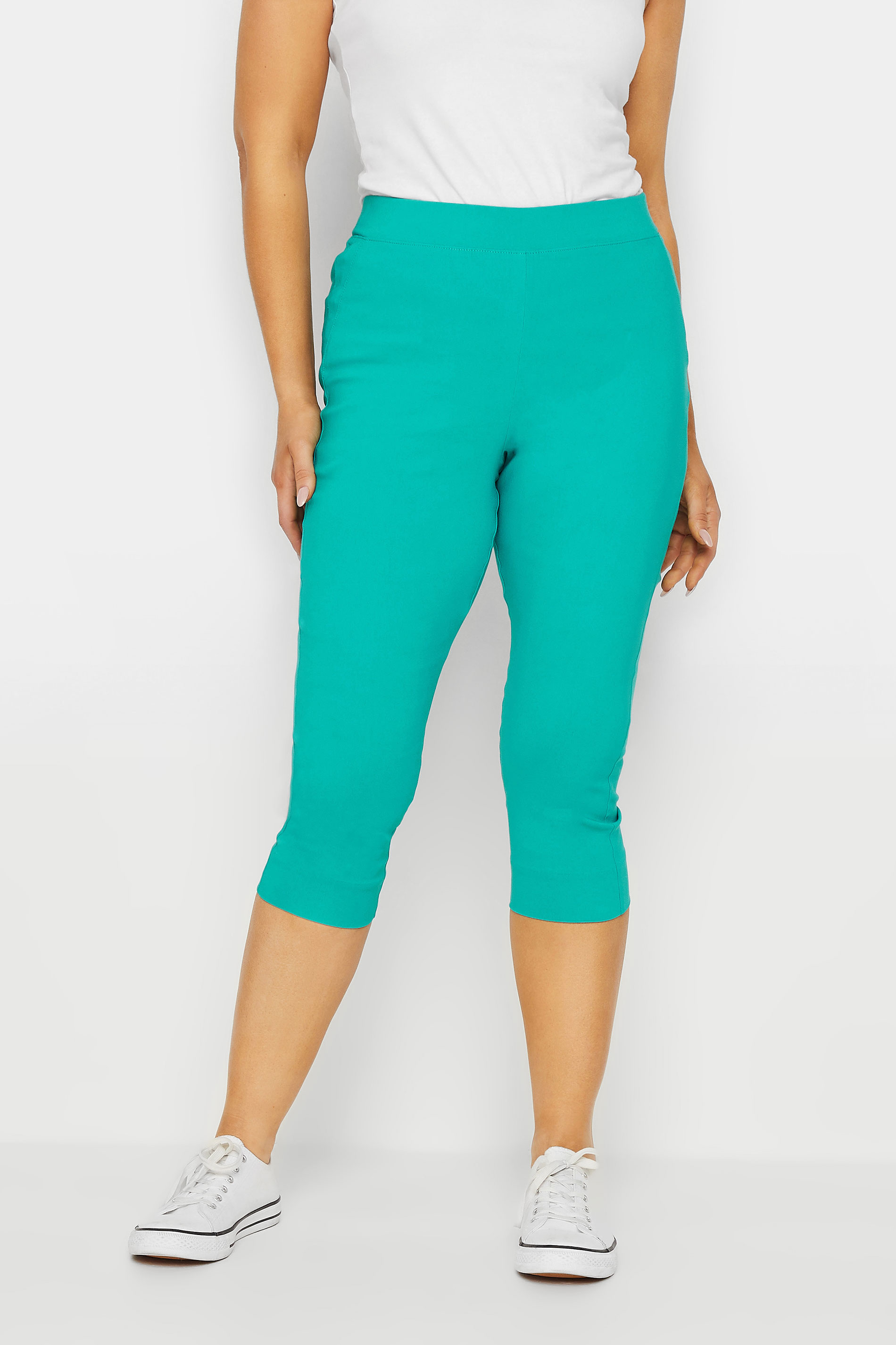 Women's Green M&Co M&Co Cropped Bengaline Trousers Size 12