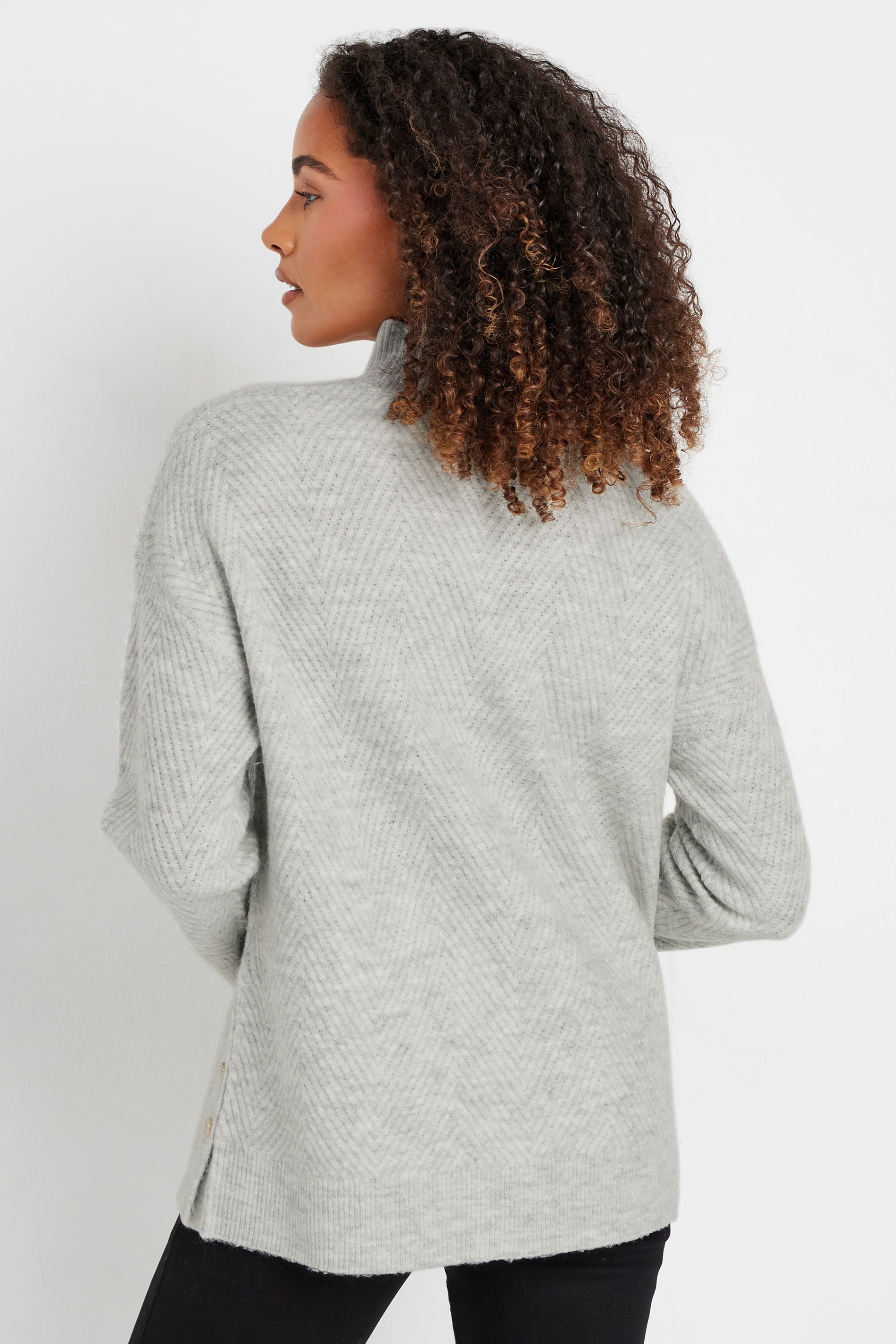 M&Co Premium Grey Funnel Neck Jumper | M&Co 4