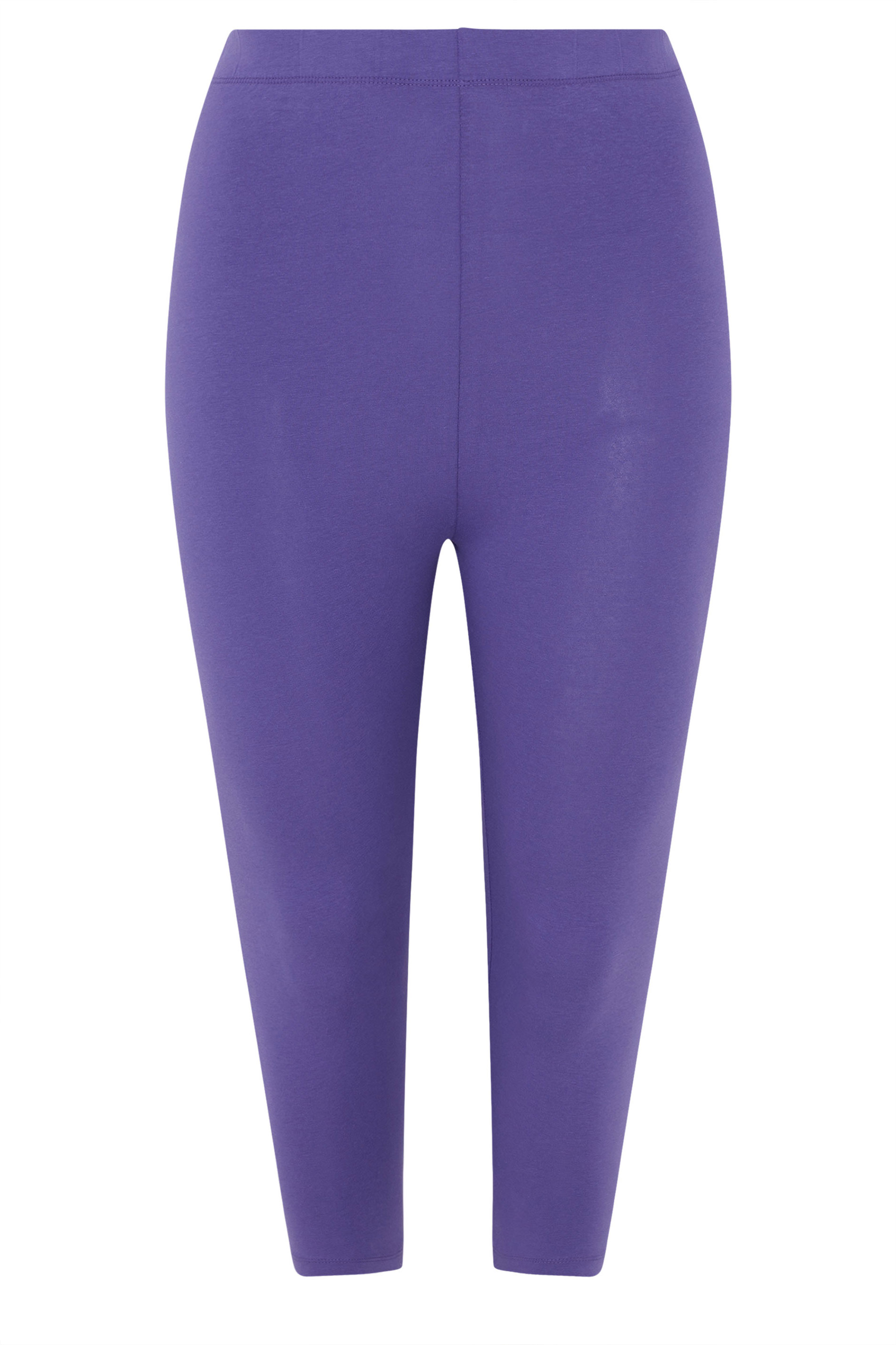 YOURS Plus Size Purple Elasticated Waist Cropped Leggings | Yours Clothing 5