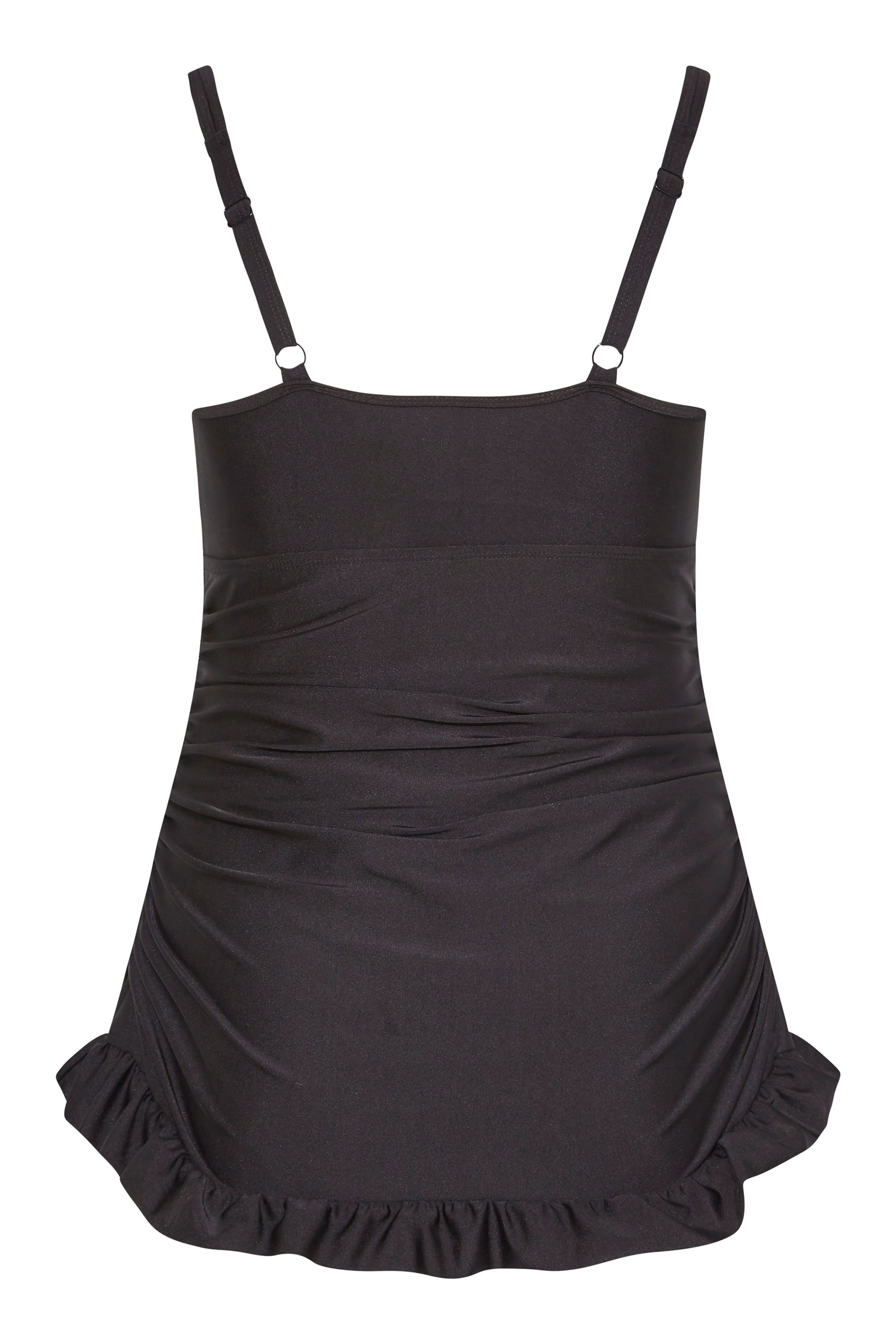 Plus Size Black Plunge Bodycon Tummy Control Swim Dress | Yours Clothing 3