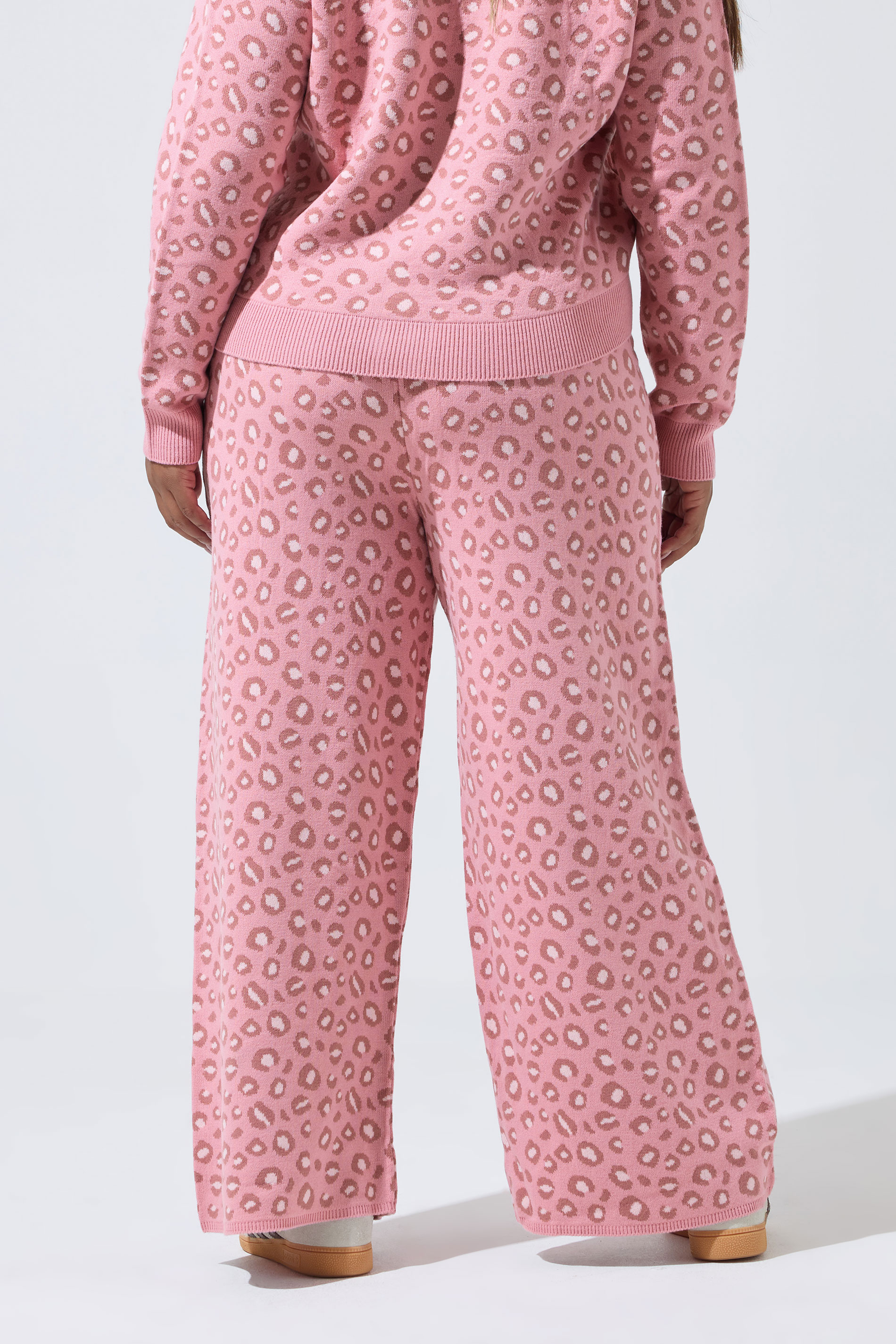 LIMITED COLLECTION Plus Size Pink Leopard Print Wide Leg Trousers | Yours Clothing  2