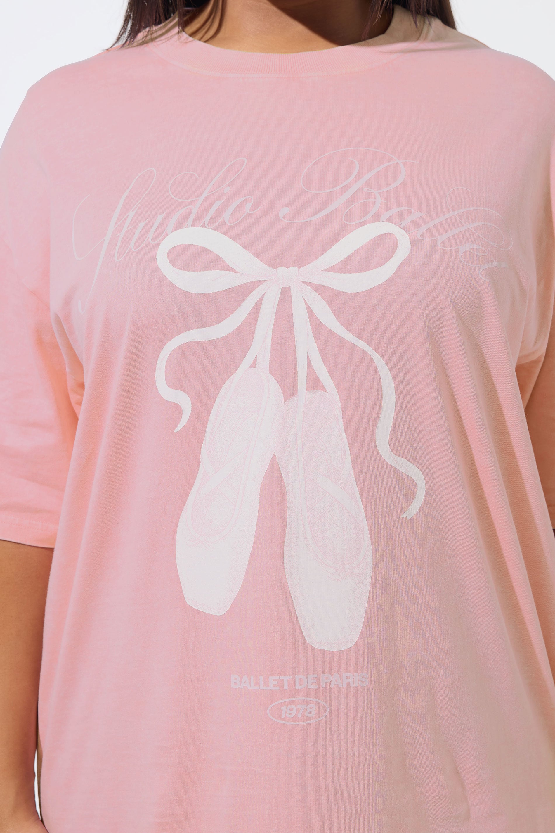 LIMITED COLLECTION Plus Size Pink Longline Ballet Acid Wash T-Shirt | Yours Clothing 4
