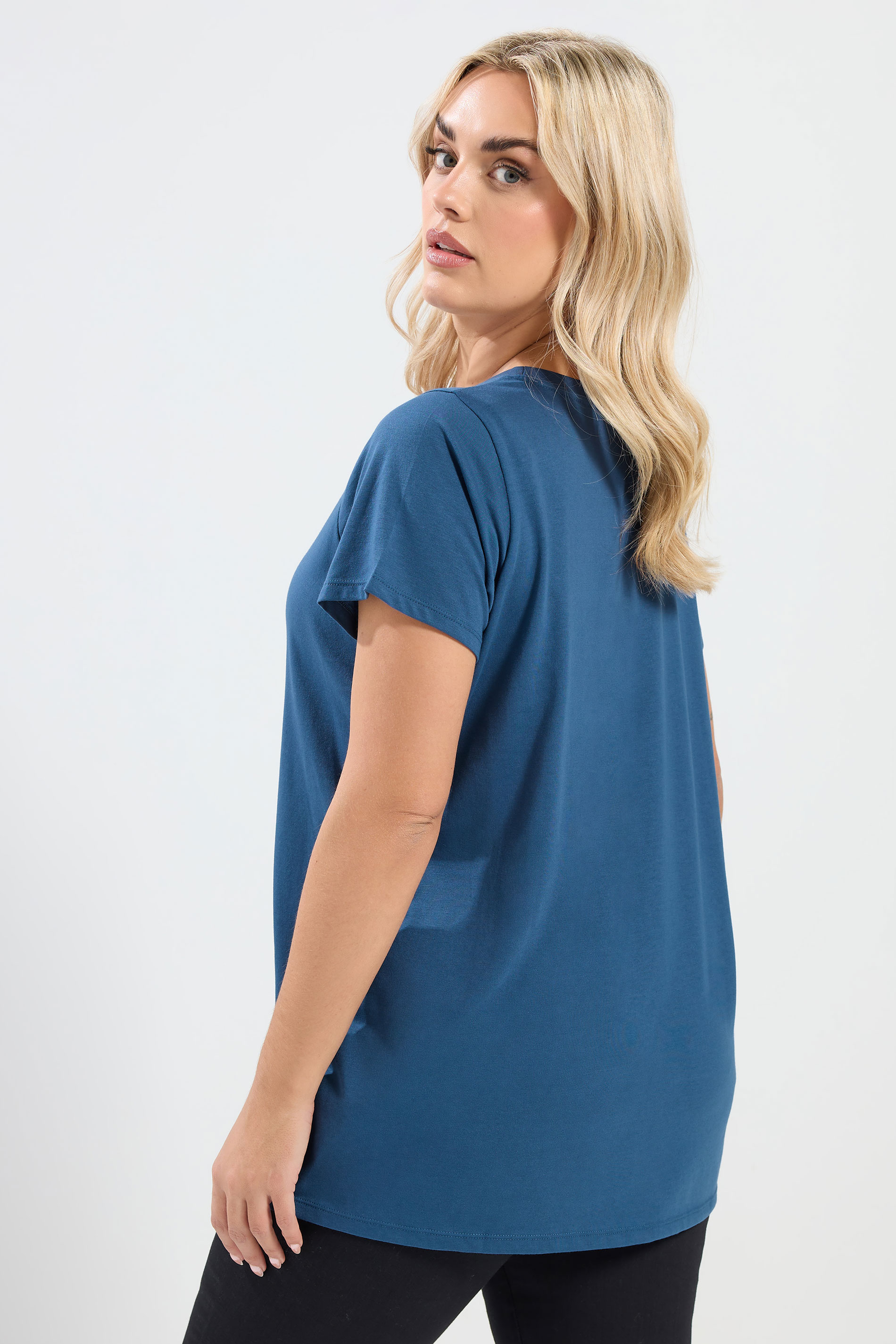 YOURS Plus Size Denim Blue Core T-Shirt | Yours Clothing 2