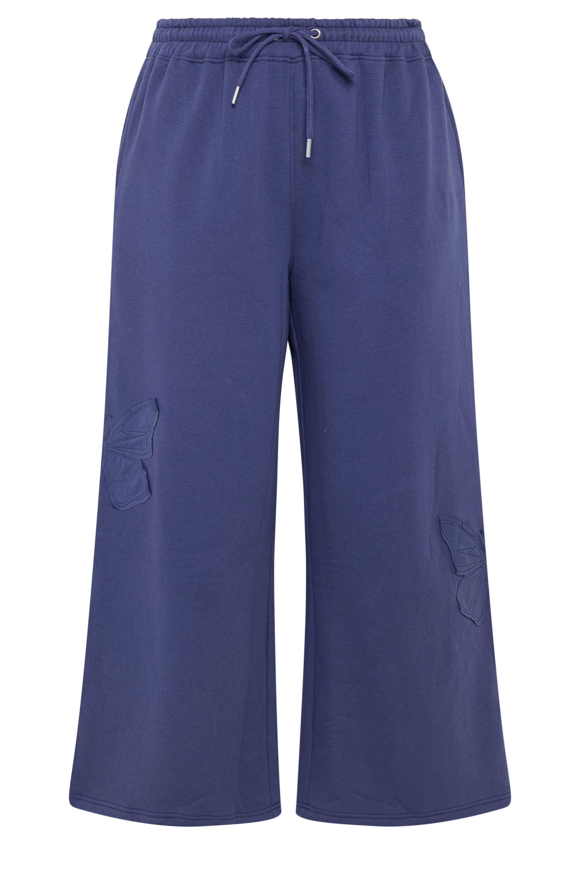 LIMITED COLLECTION Plus Size Navy Blue Embroidered Butterfly Wide Leg Joggers | Yours Clothing 6