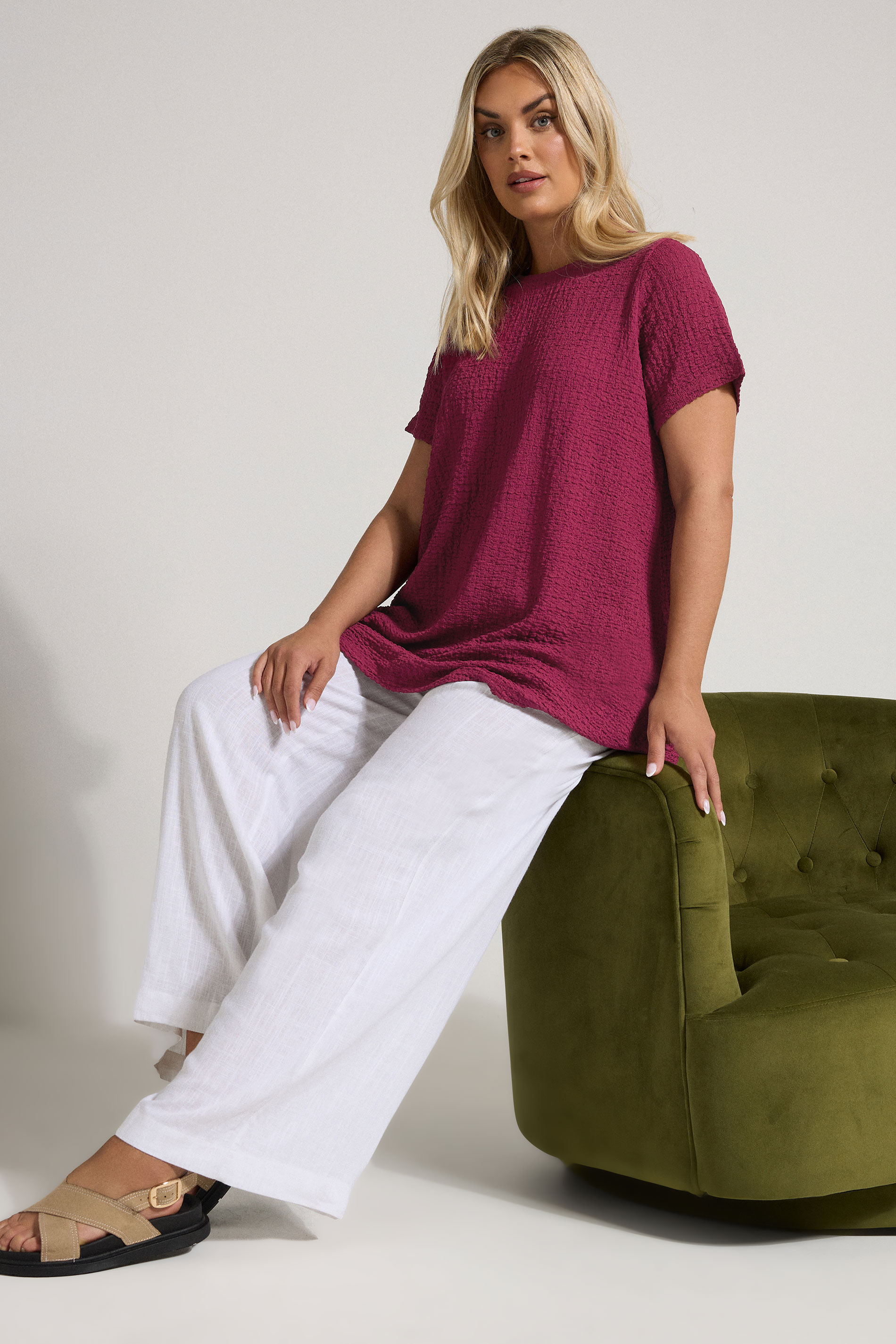 YOURS Plus Size Dark Pink Textured Swing Top | Yours Clothing 1