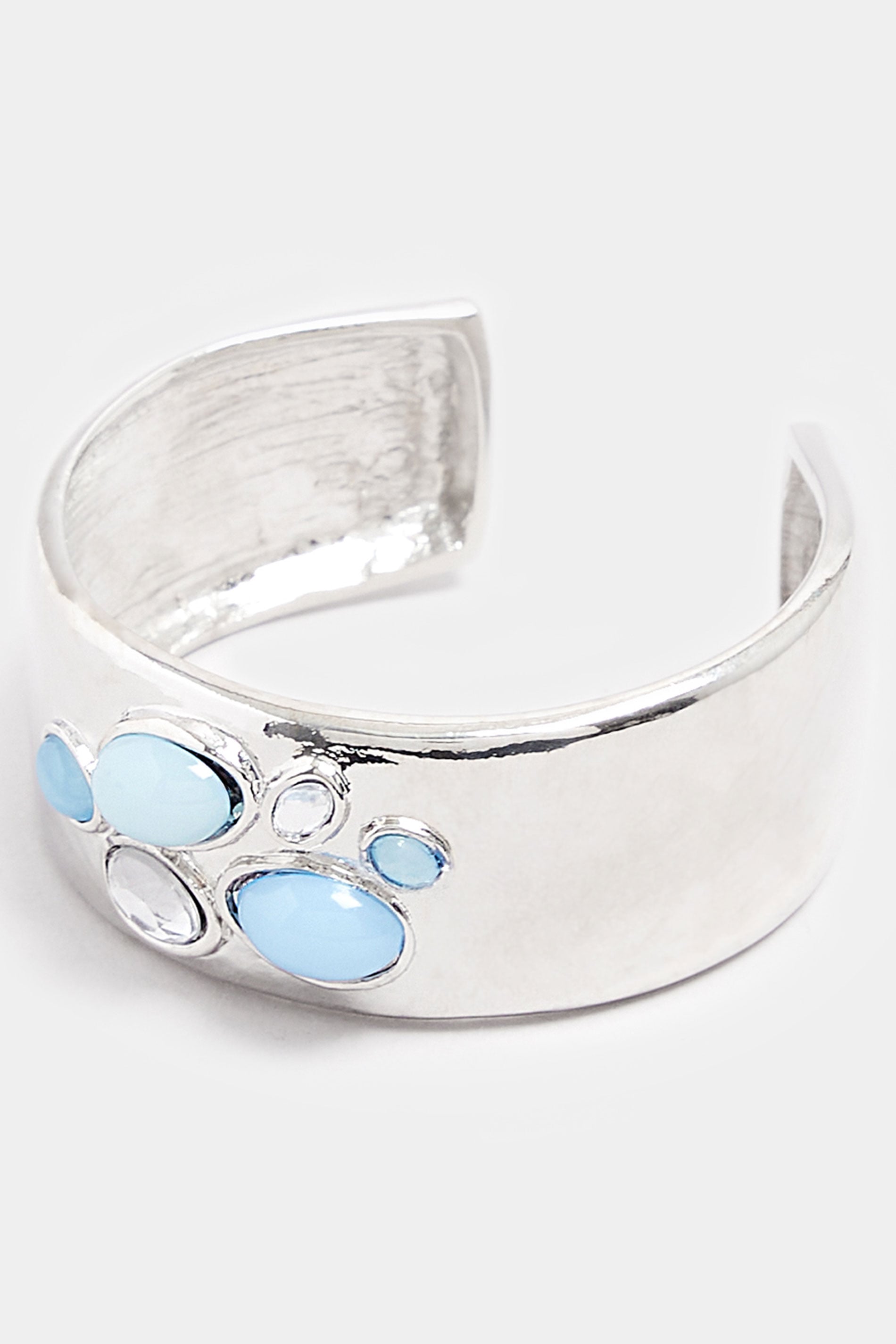 Silver Tone Stone Cuff Bracelet | Yours Clothing 3