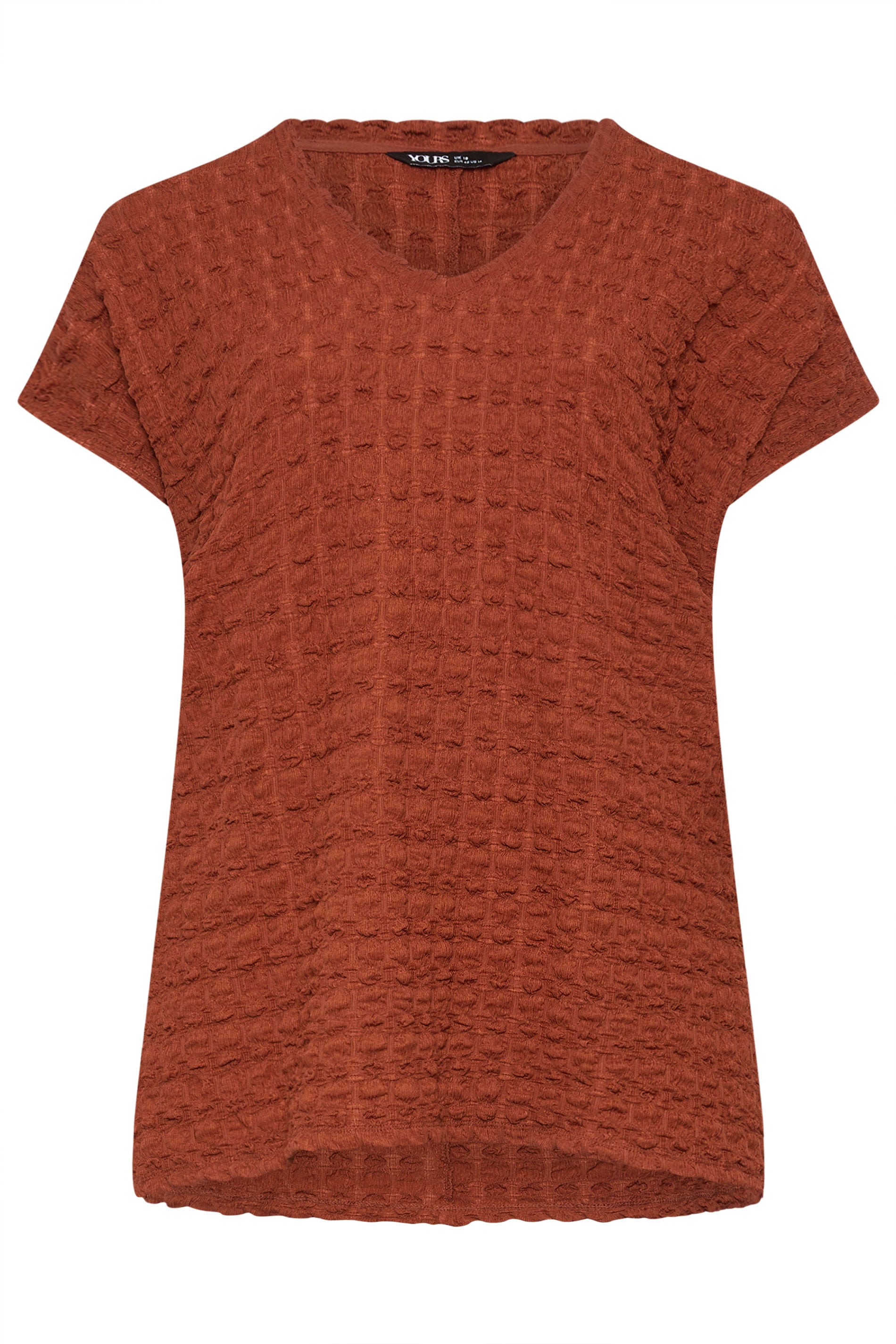 YOURS Plus Size Rust Orange Bubble Textured T-Shirt | Yours Clothing 6