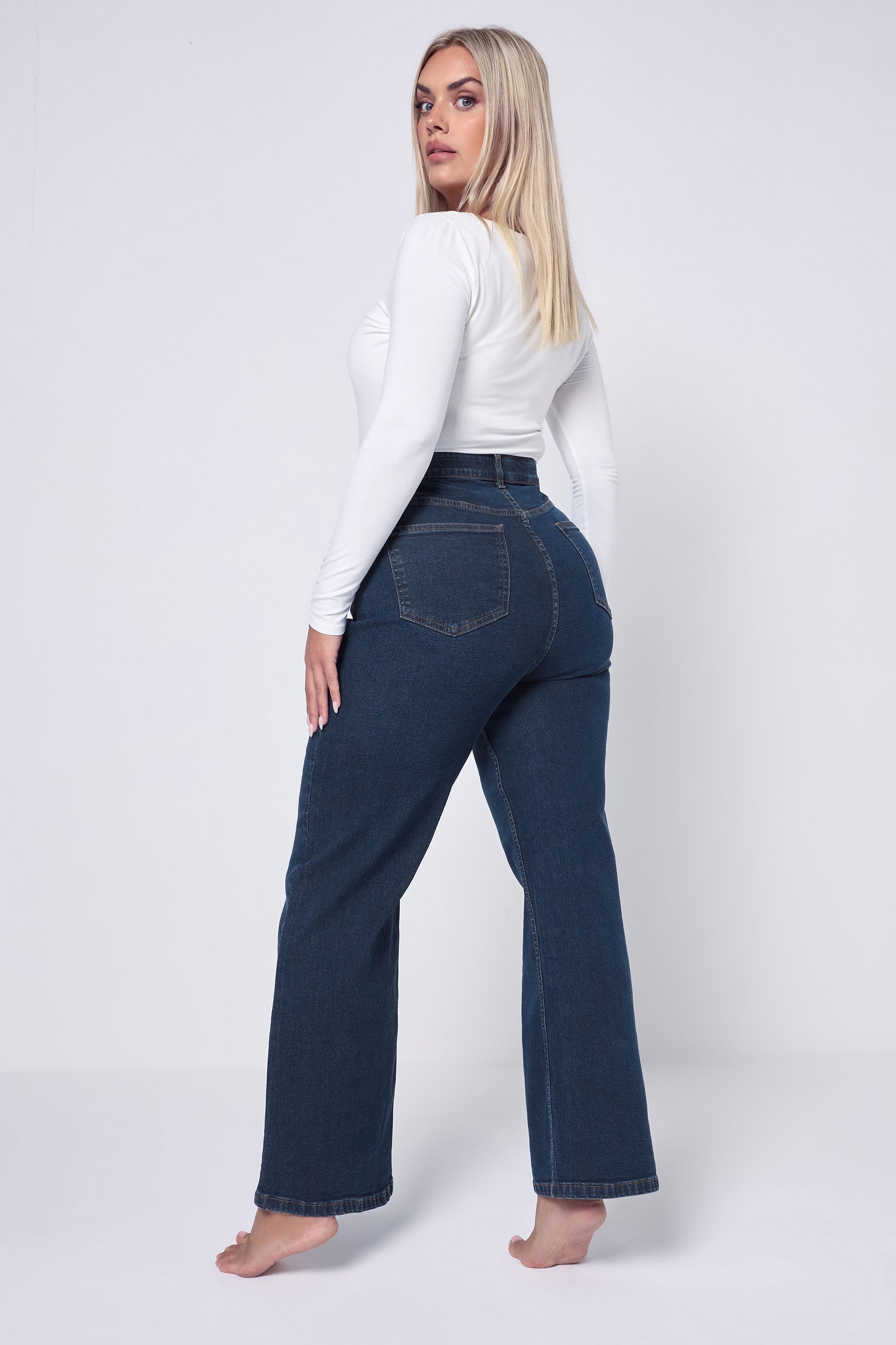 YOURS Plus Size Indigo Blue Denim Wide Leg Jeans | Yours Clothing 4
