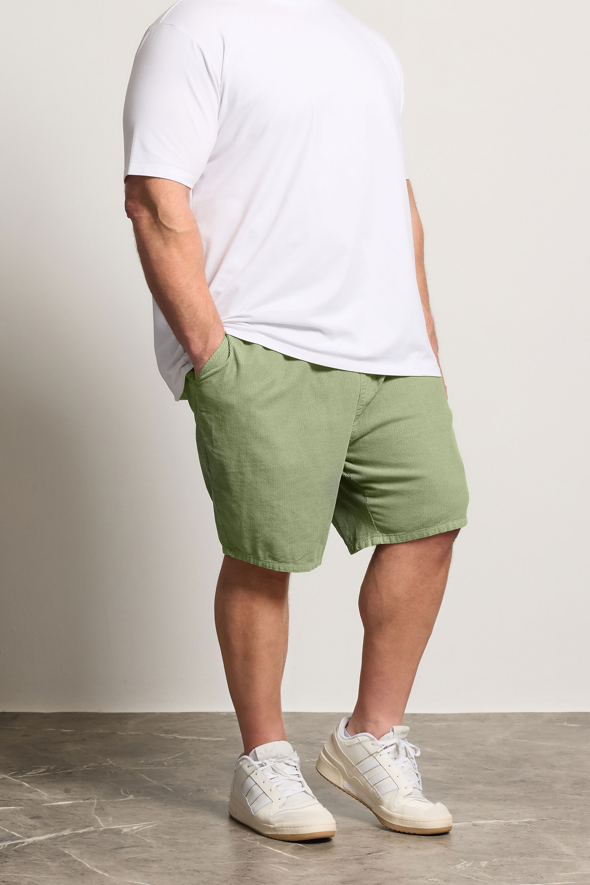 BadRhino Big & Tall Green Elasticated Waist Corduroy Shorts | BadRhino 1