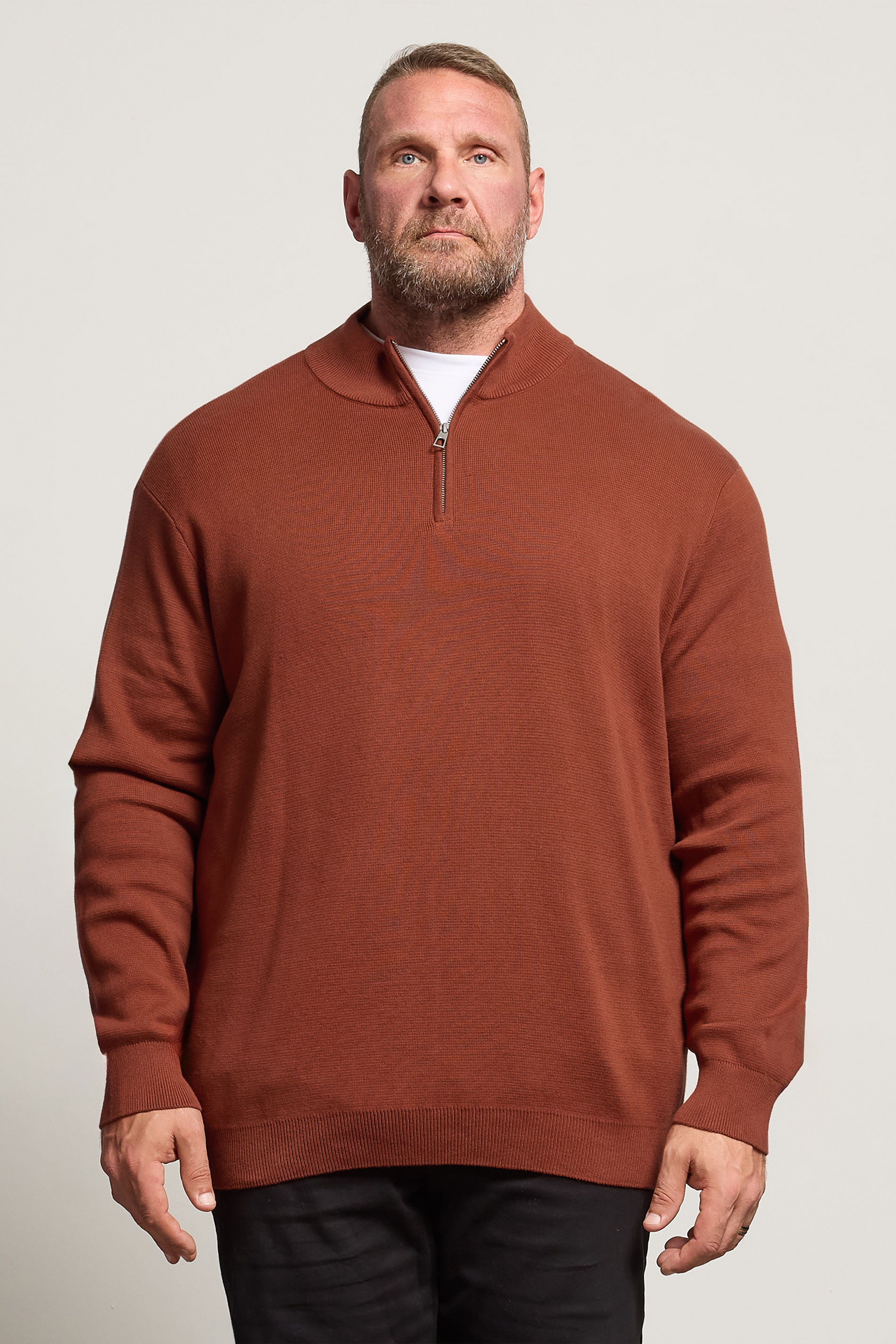 BadRhino Big & Tall Burnt Red Milano Quarter Zip Jumper | BadRhino 3
