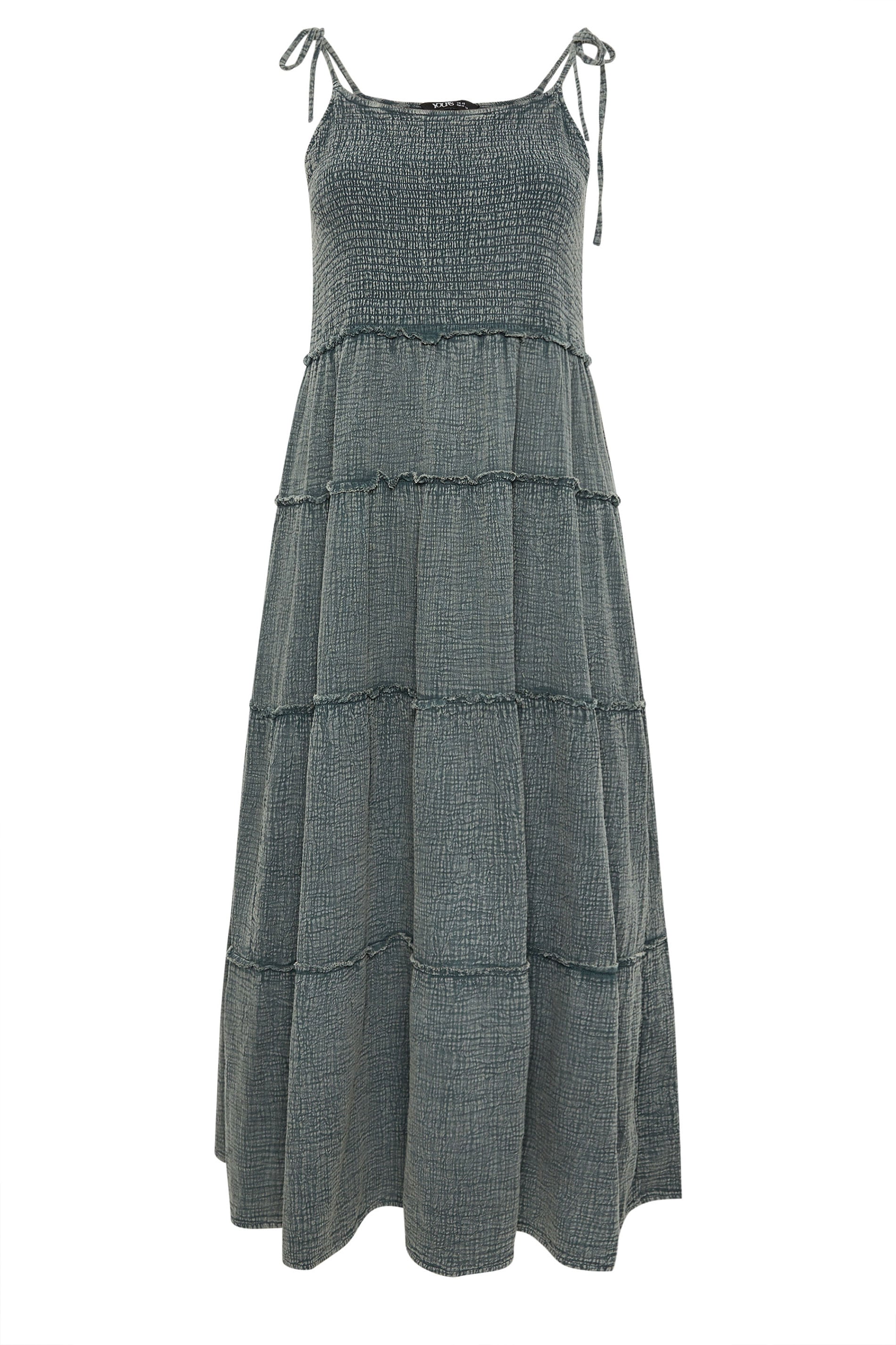 YOURS Plus Size Grey Cheesecloth Tiered Dress | Yours Clothing 5