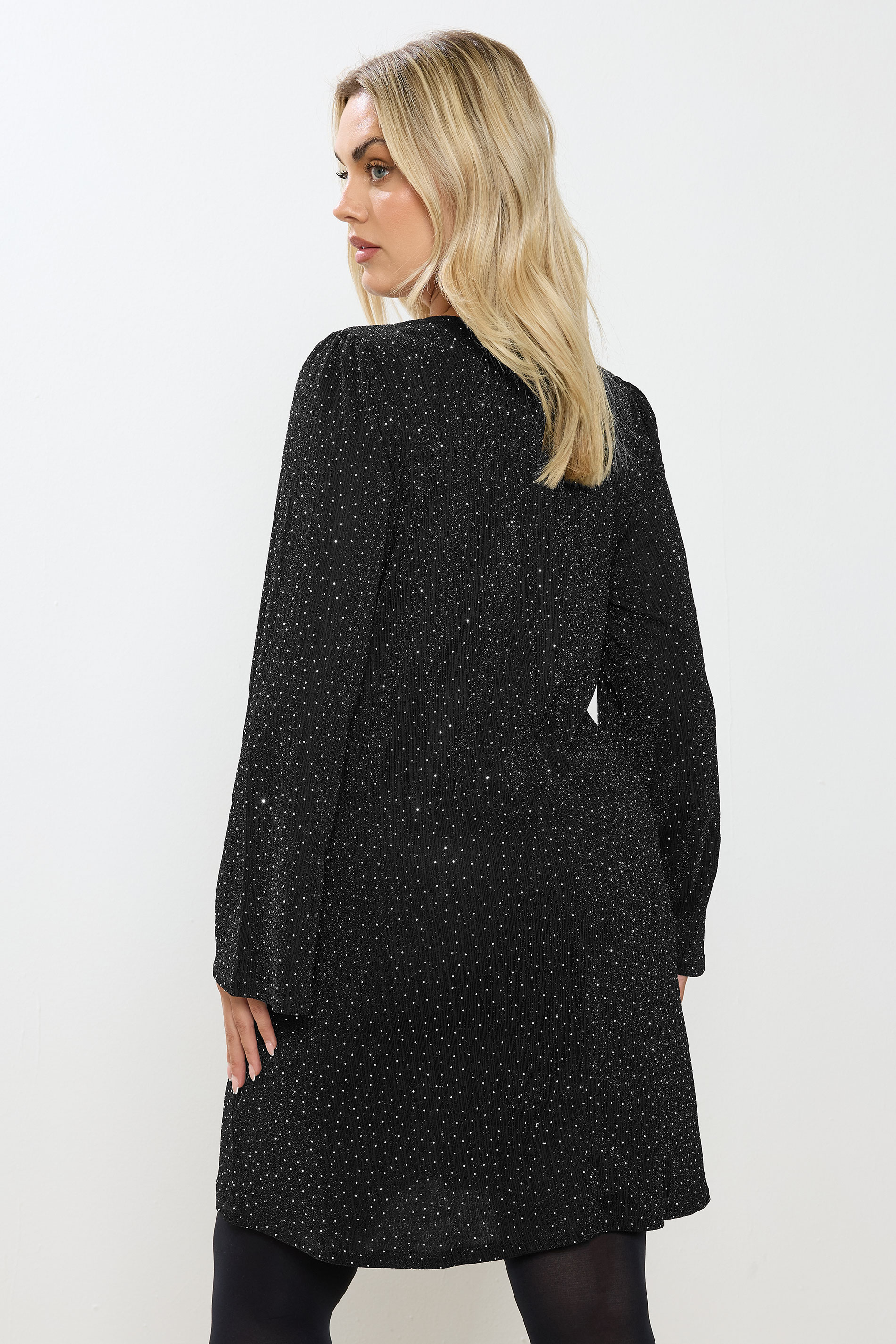 YOURS Curve Plus Size Black Flute Sleeve Swing Dress | Yours Clothing 4