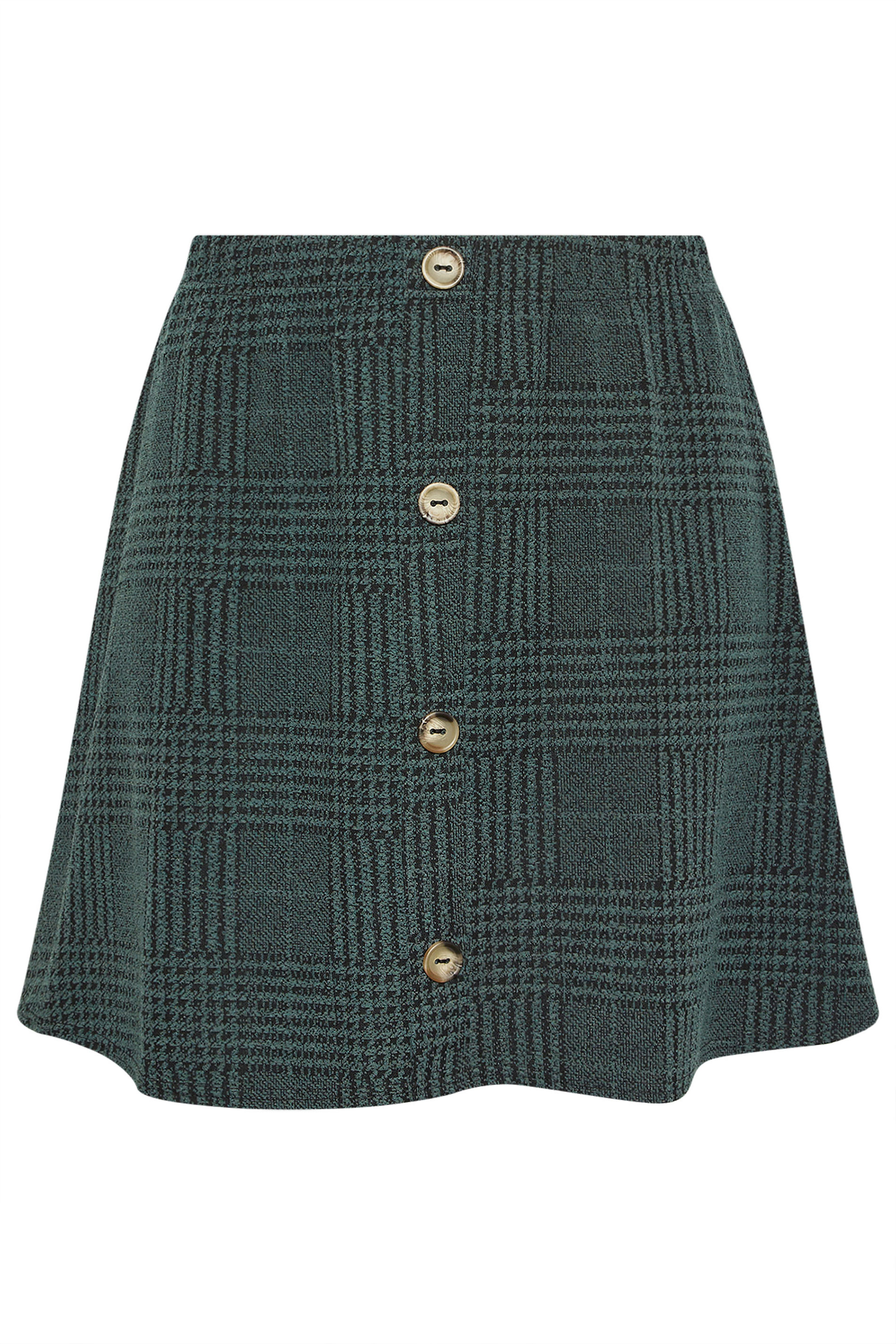 YOURS Plus Size Green Check Button Front Mini Skirt | Yours Clothing 5