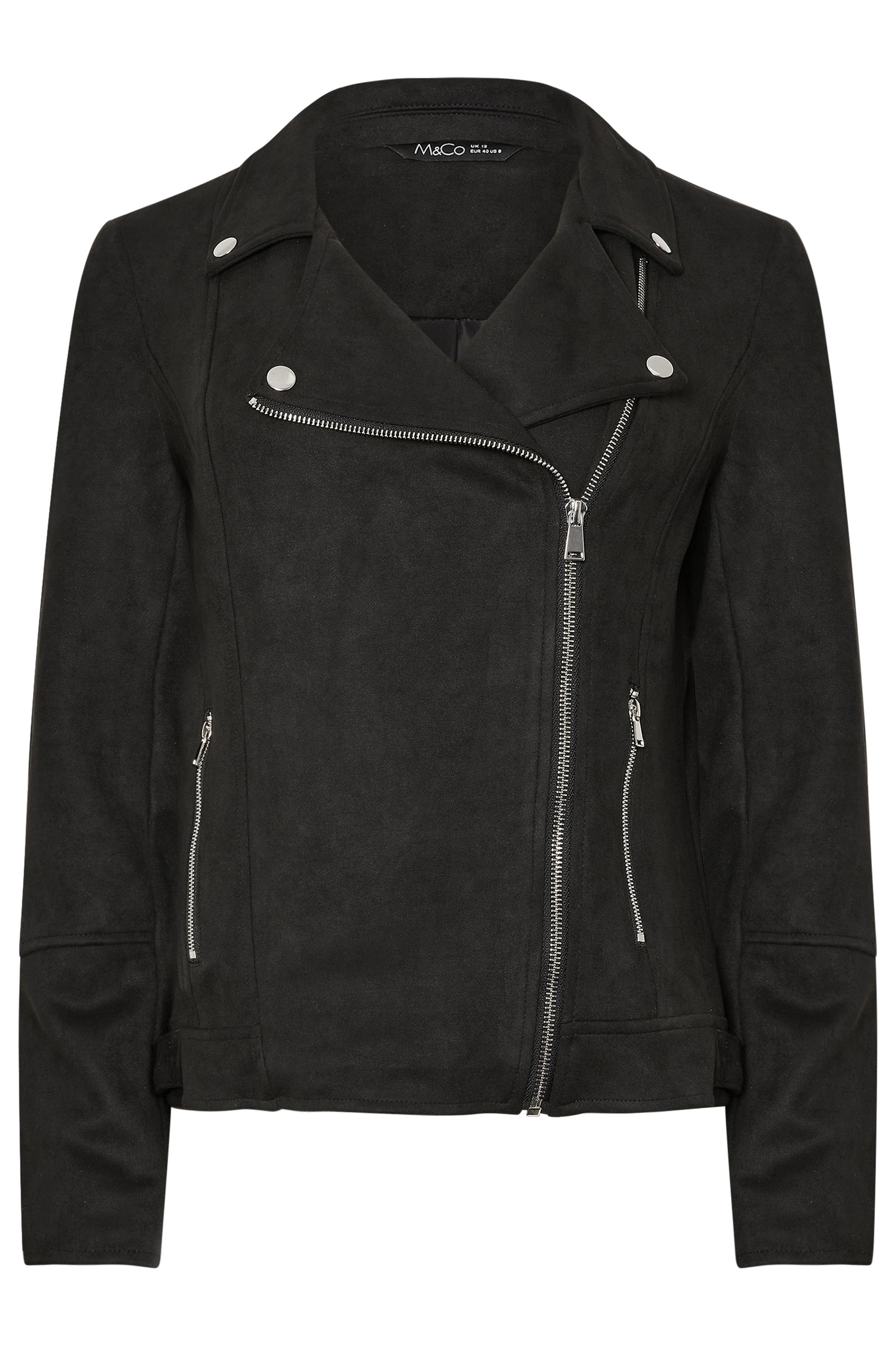 M&Co Black Faux Suede Biker Jacket | BadRhino 5