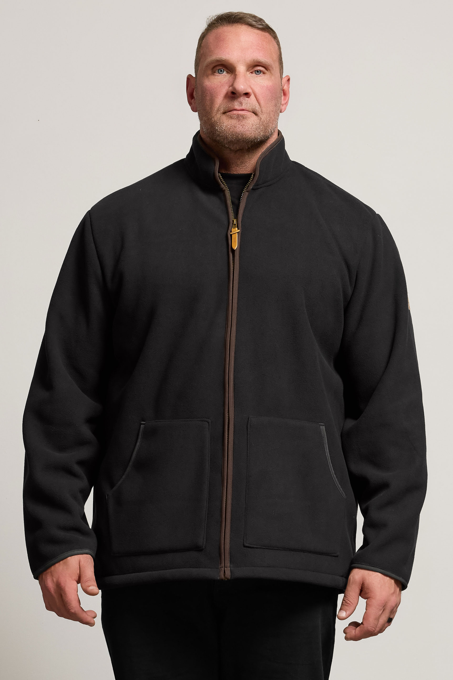 D555 Big & Tall Black Zip Through Fleece Jacket | BadRhino 3