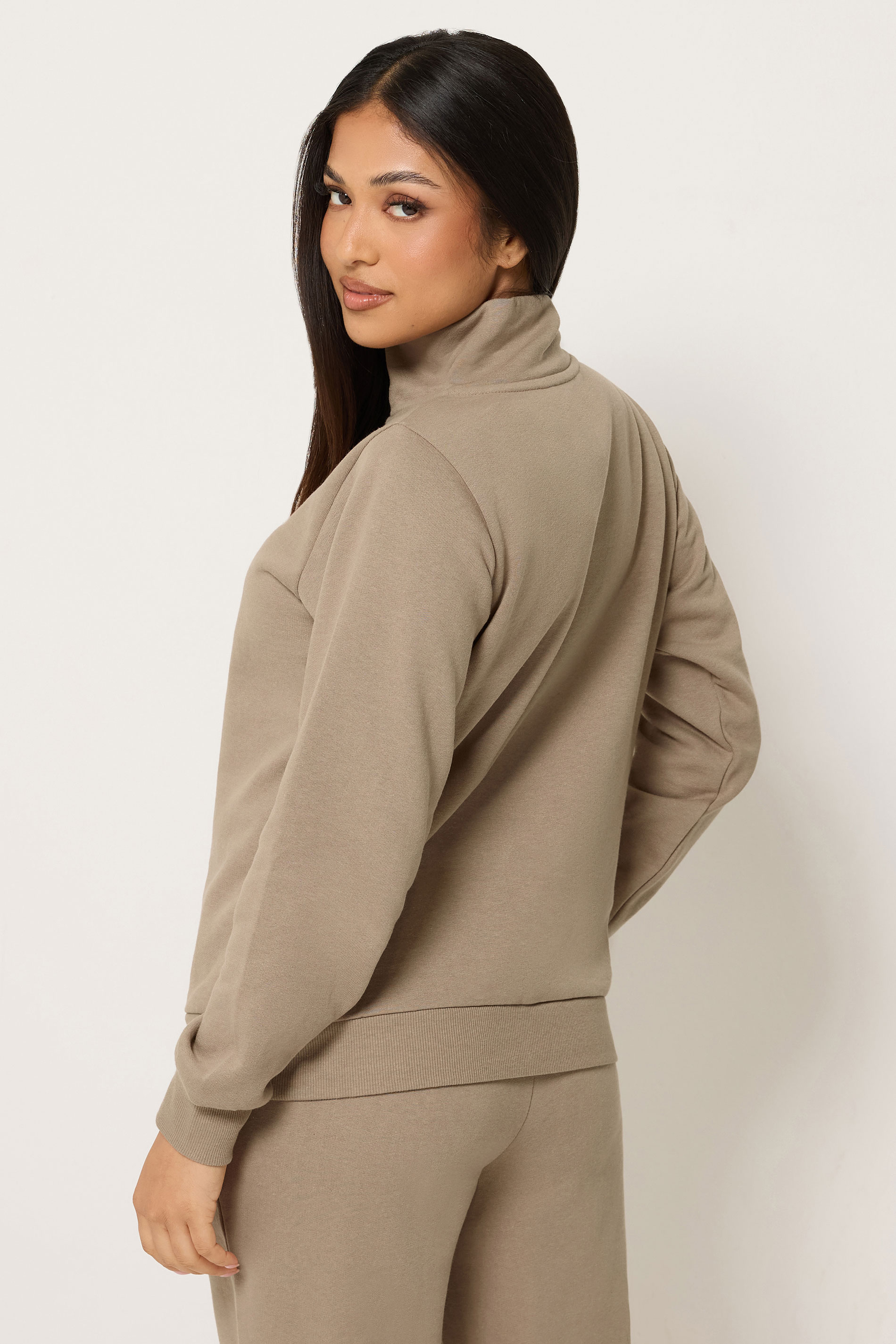 M&Co Petite Mocha Brown Quarter Zip Sweatshirt | M&Co 2