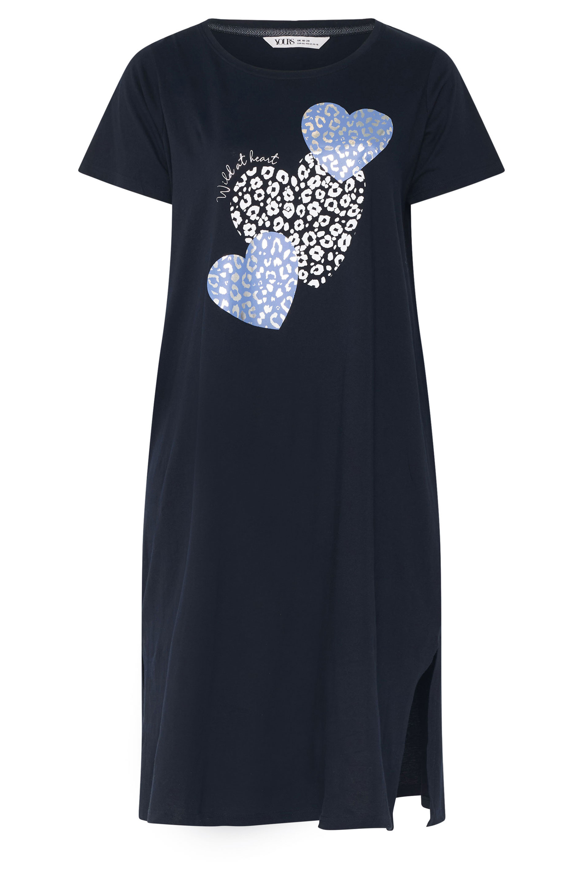 YOURSET Plus Size 2 PACK Blue Leopard Heart Midaxi Nightdresses | Yours Clothing 8