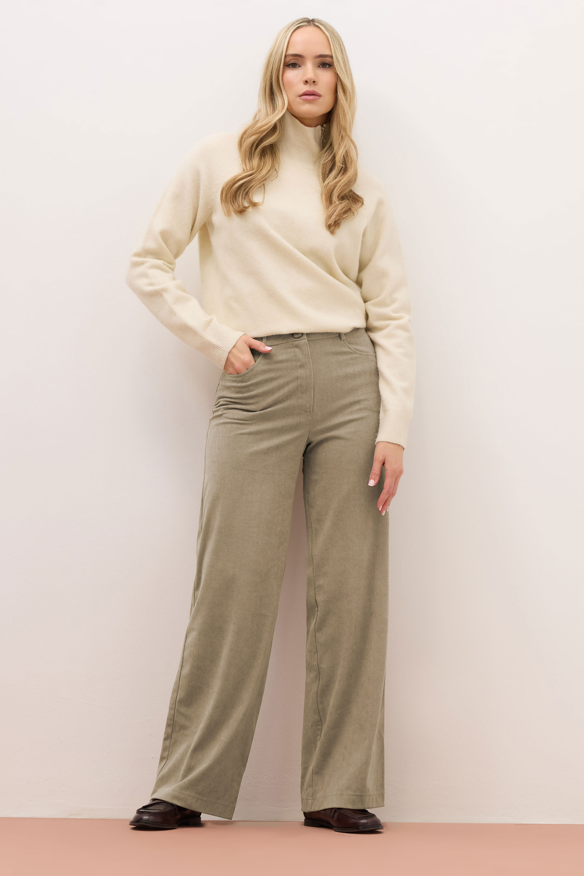 LTS PREMIUM Tall Stone Brown Cord Wide Leg Jeans | Long Tall Sally 3