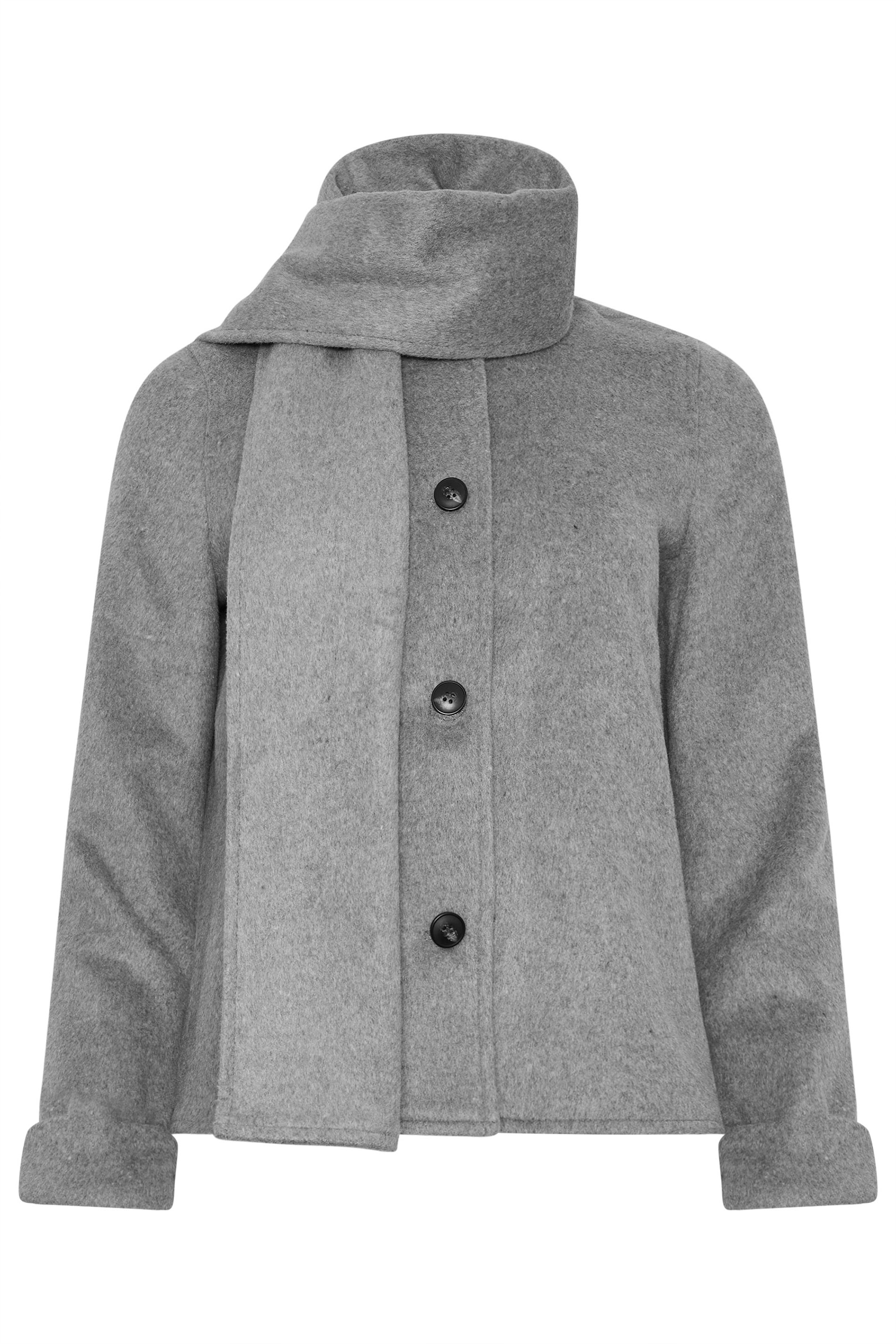 PixieGirl Petite Women's Dark Grey Formal Scarf Coat | PixieGirl 5