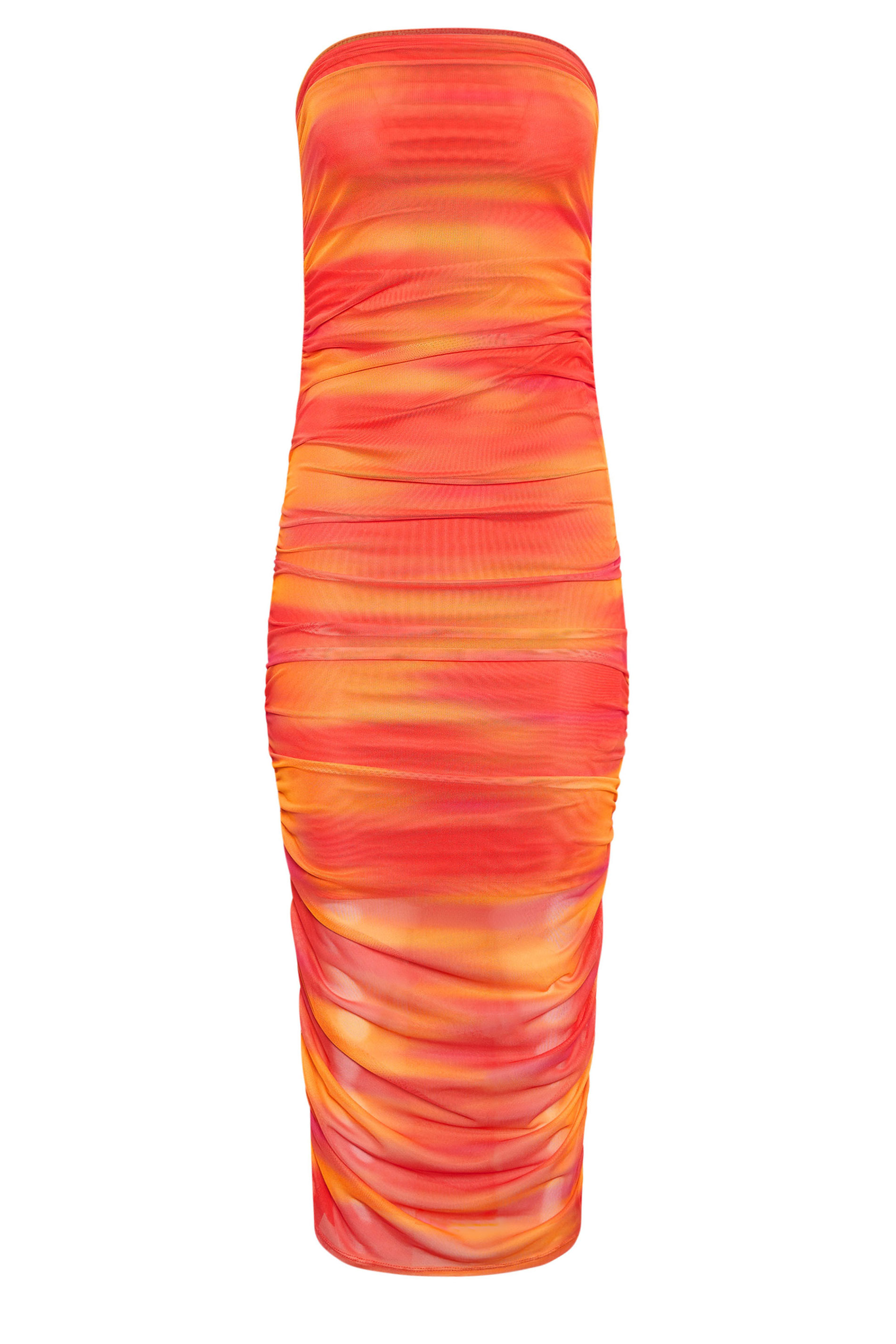 PixieGirl Petite Womens Orange Mesh Bardot Maxi Dress | PixieGirl 8