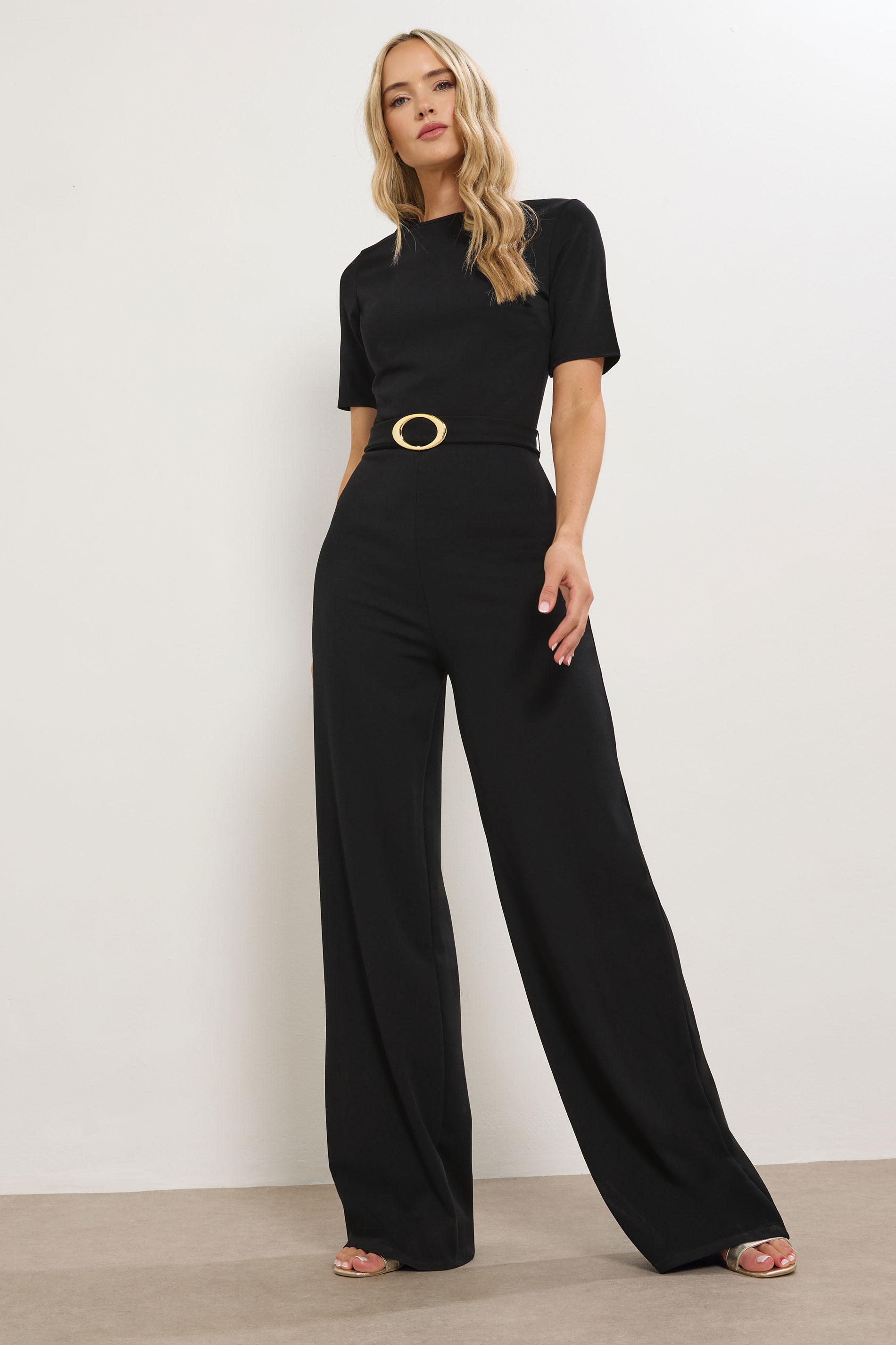 LTS Tall Black Belted Jumpsuit | Long Tall Sally  1